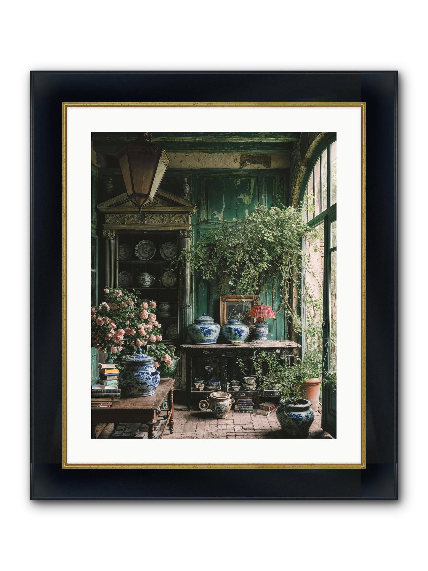 Petal Dance Framed Print - Wide Black w/Gold 20x25