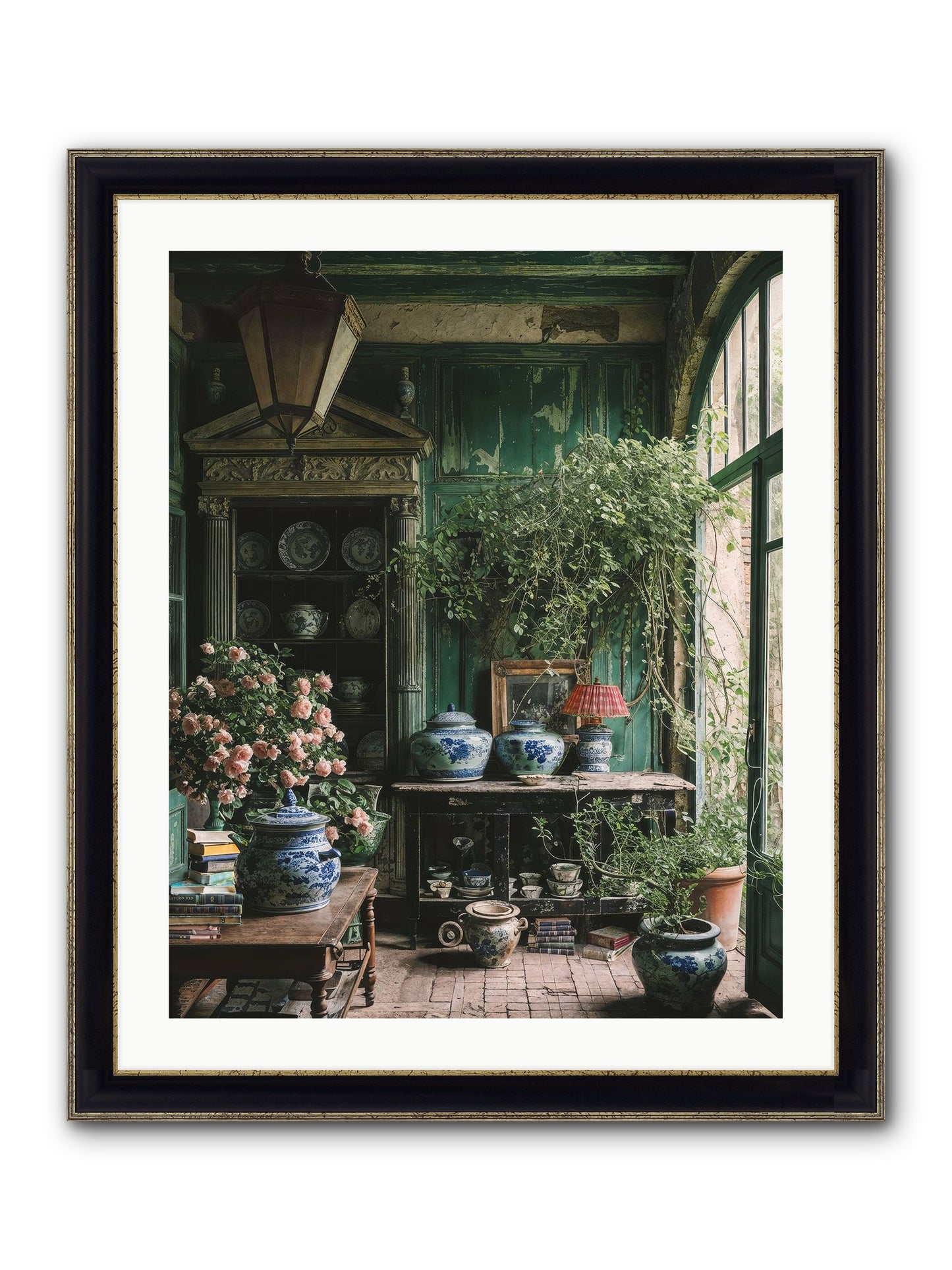 Petal Dance Framed Print - Black & Gold 24x30