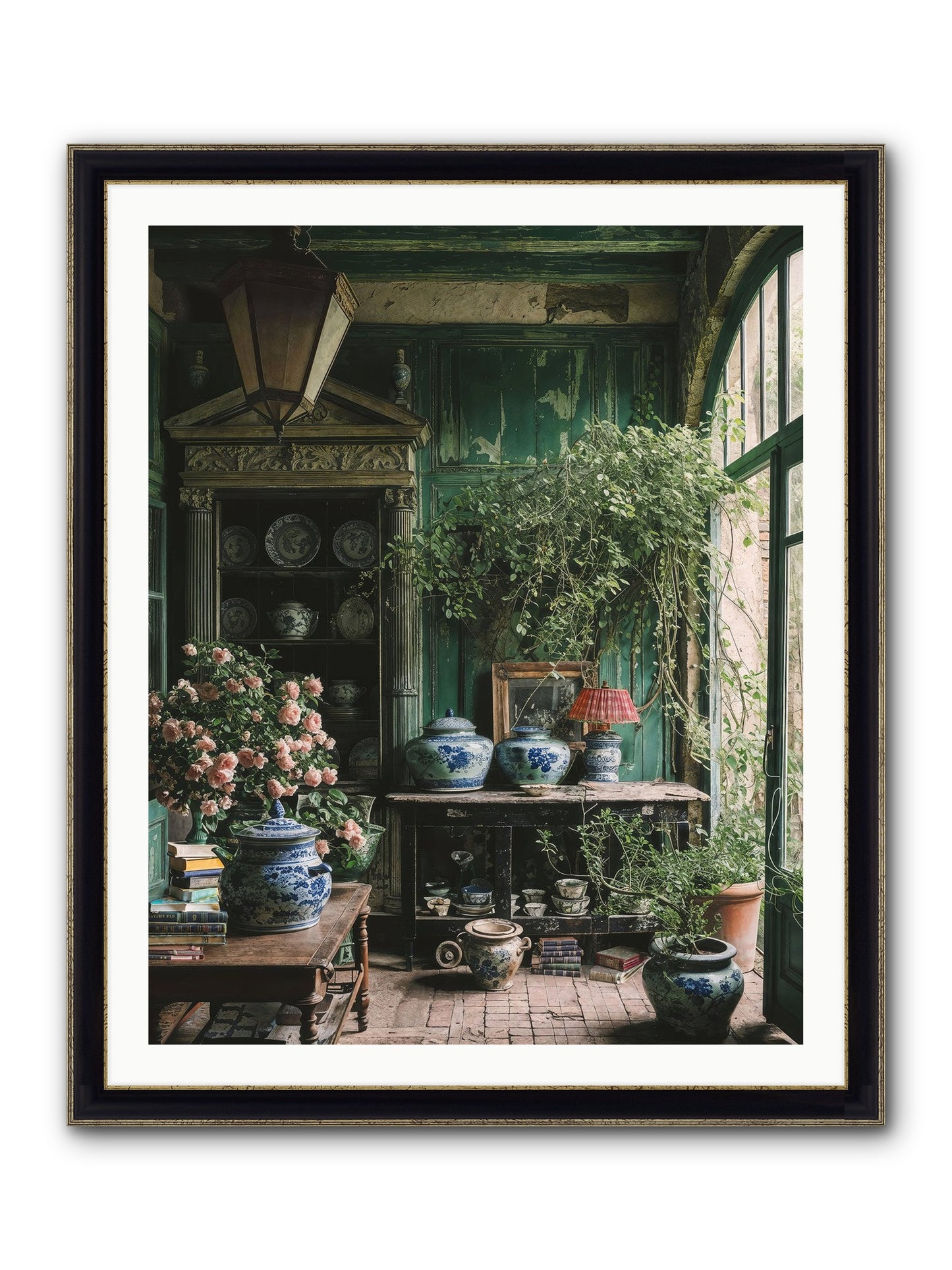 Petal Dance Framed Print - Black & Gold 32x40
