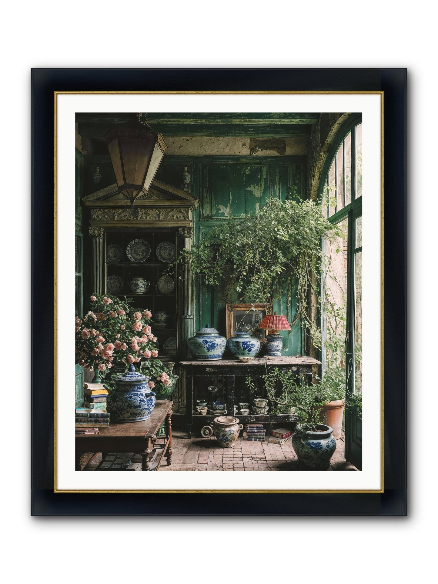 Petal Dance Framed Print - Wide Black w/Gold 32x40