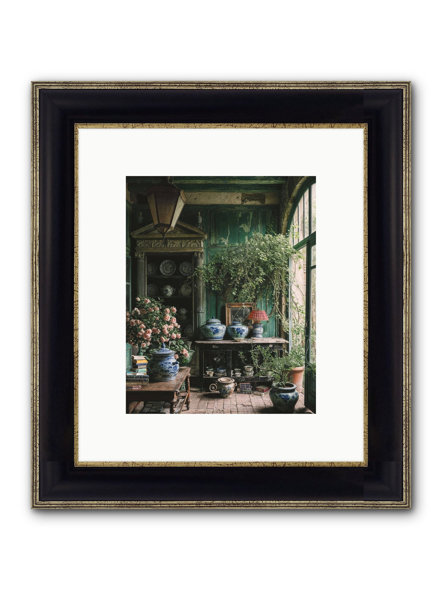 Petal Dance Framed Print - Black & Gold 8x10