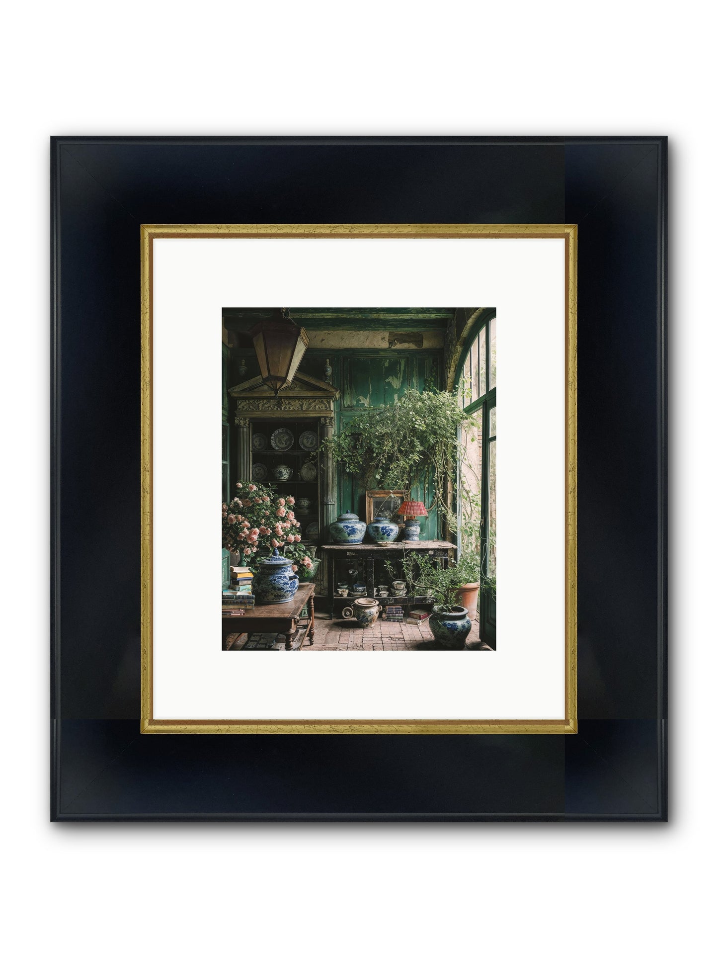 Petal Dance Framed Print - Wide Black w/Gold 8x10