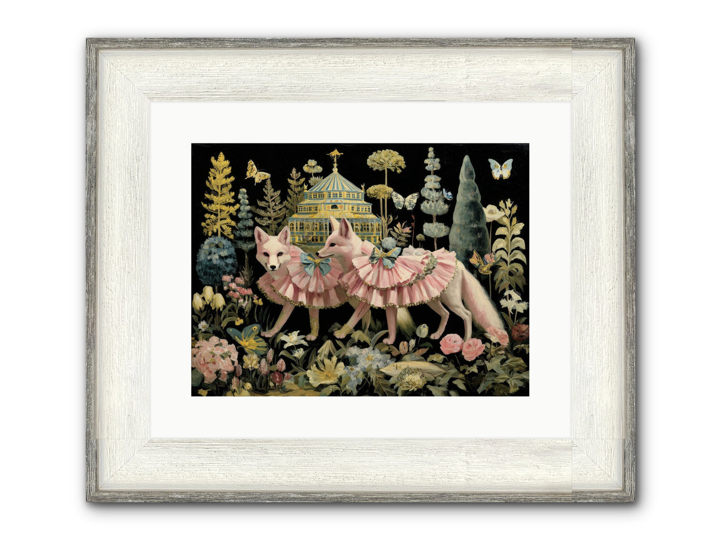 Petal Drift Framed Print - Driftwood White 16x12
