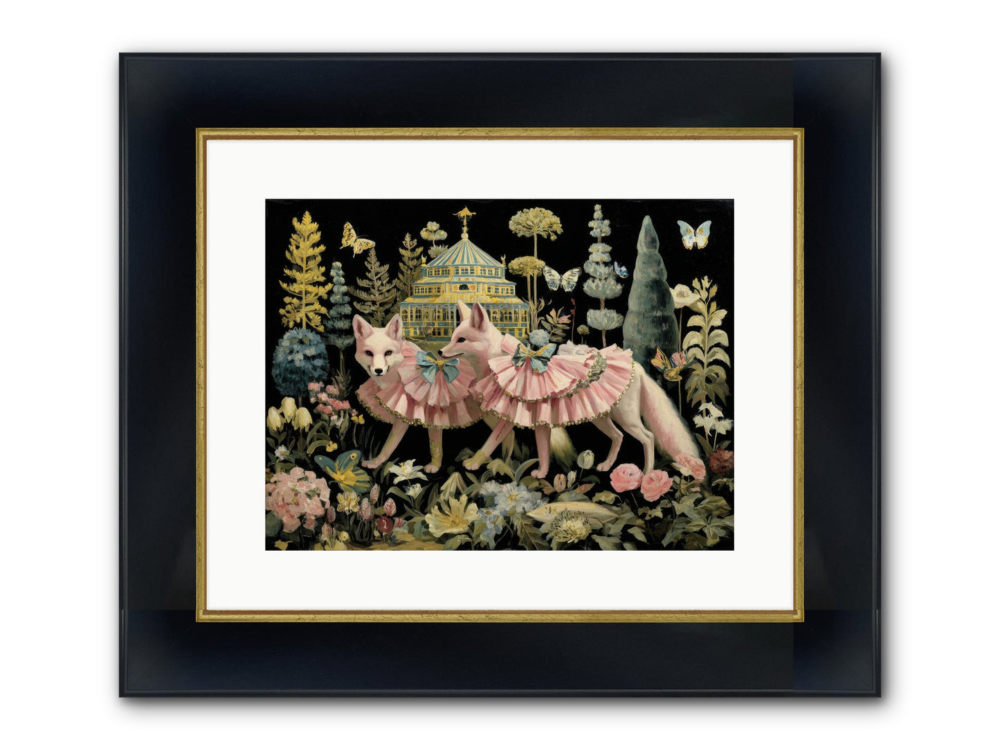 Petal Drift Framed Print - Wide Black w/Gold 16x12