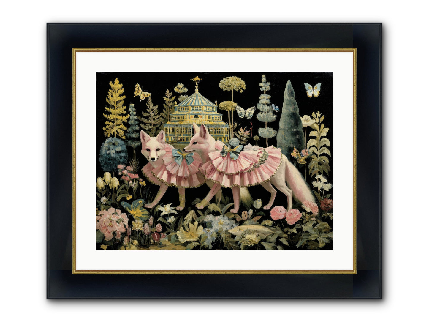 Petal Drift Framed Print - Wide Black w/Gold 24x18