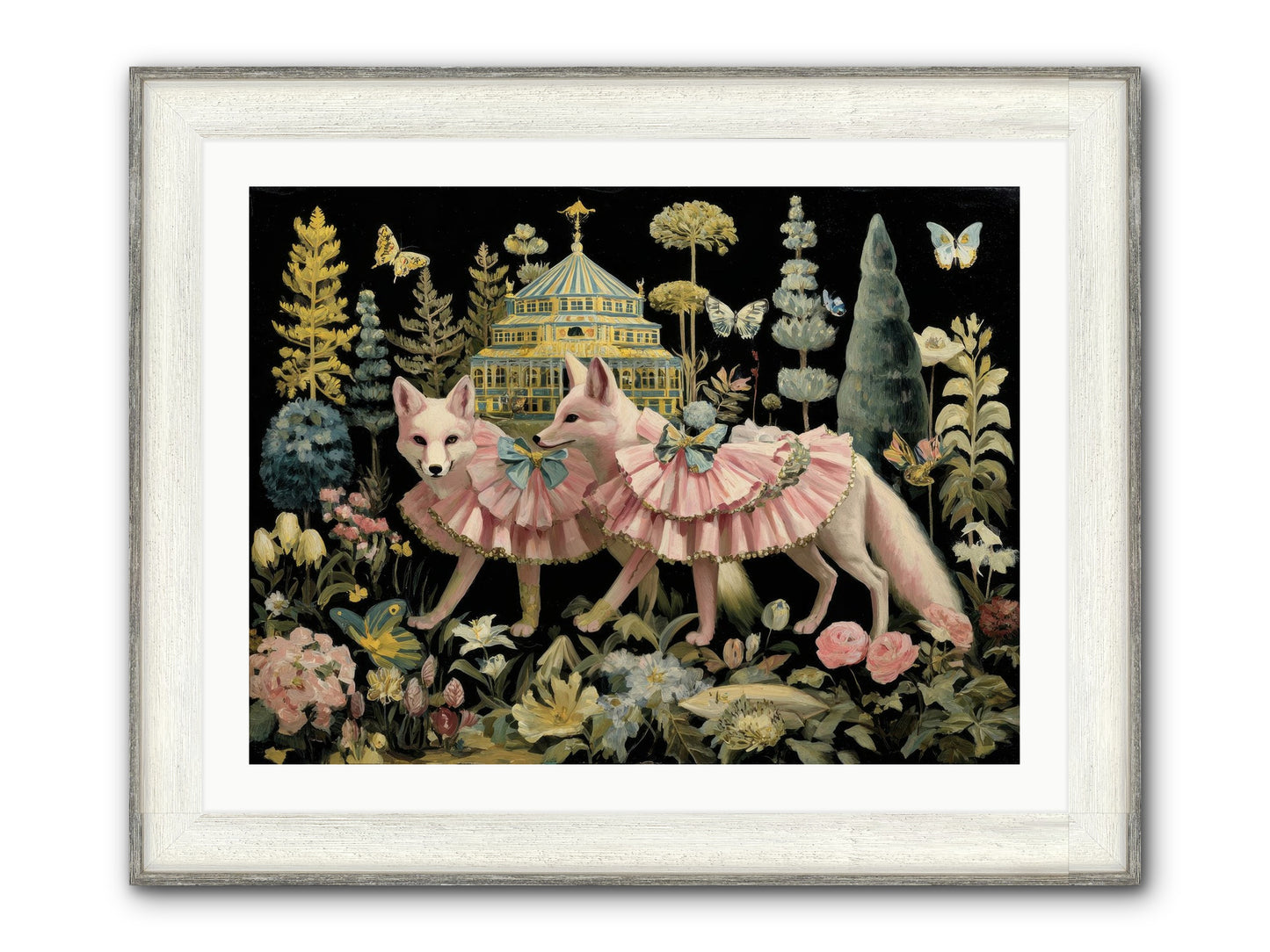 Petal Drift Framed Print - Driftwood White 32x24
