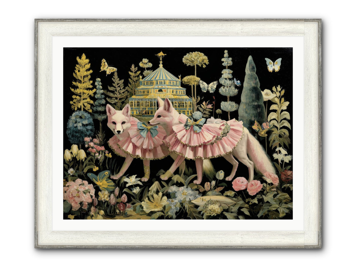 Petal Drift Framed Print - Driftwood White 40x30