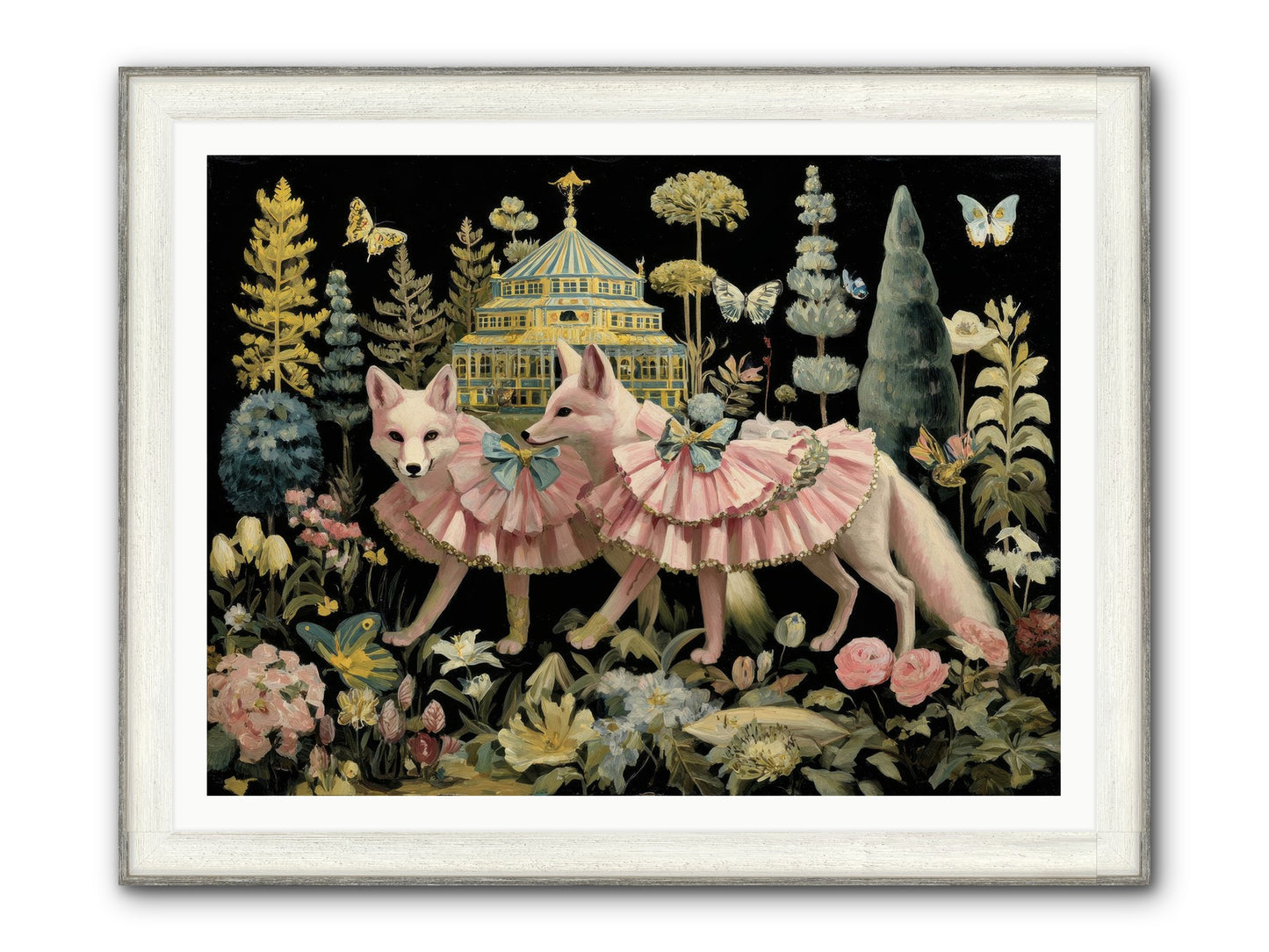 Petal Drift Framed Print - Driftwood White 48x36