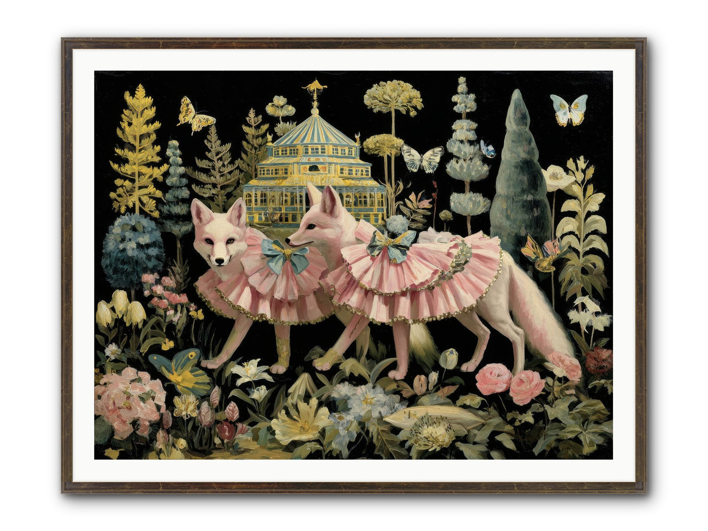 Petal Drift Framed Print - Slimwoods Black/Gold 48x36