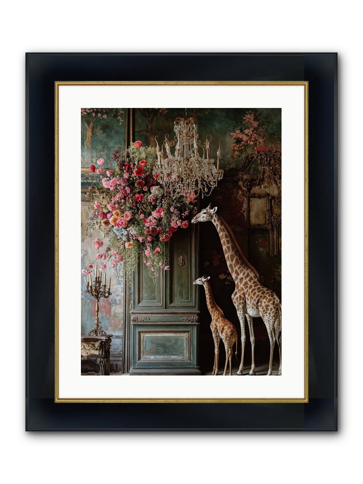 Petal Epicureans Framed Print - Wide Black w/Gold 18x24