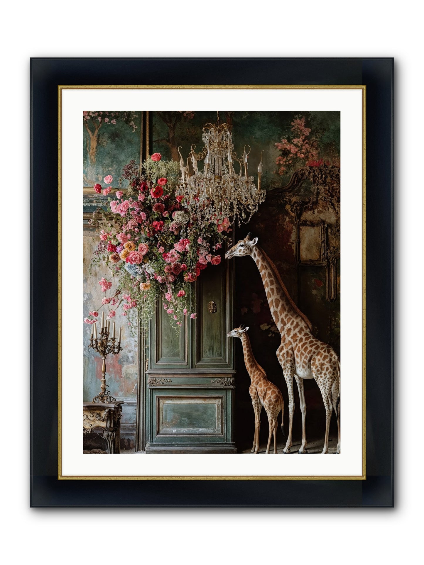 Petal Epicureans Framed Print - Wide Black w/Gold 24x32