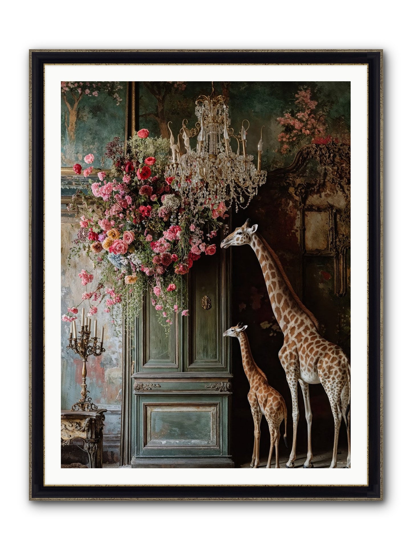 Petal Epicureans Framed Print - Black & Gold 36x48
