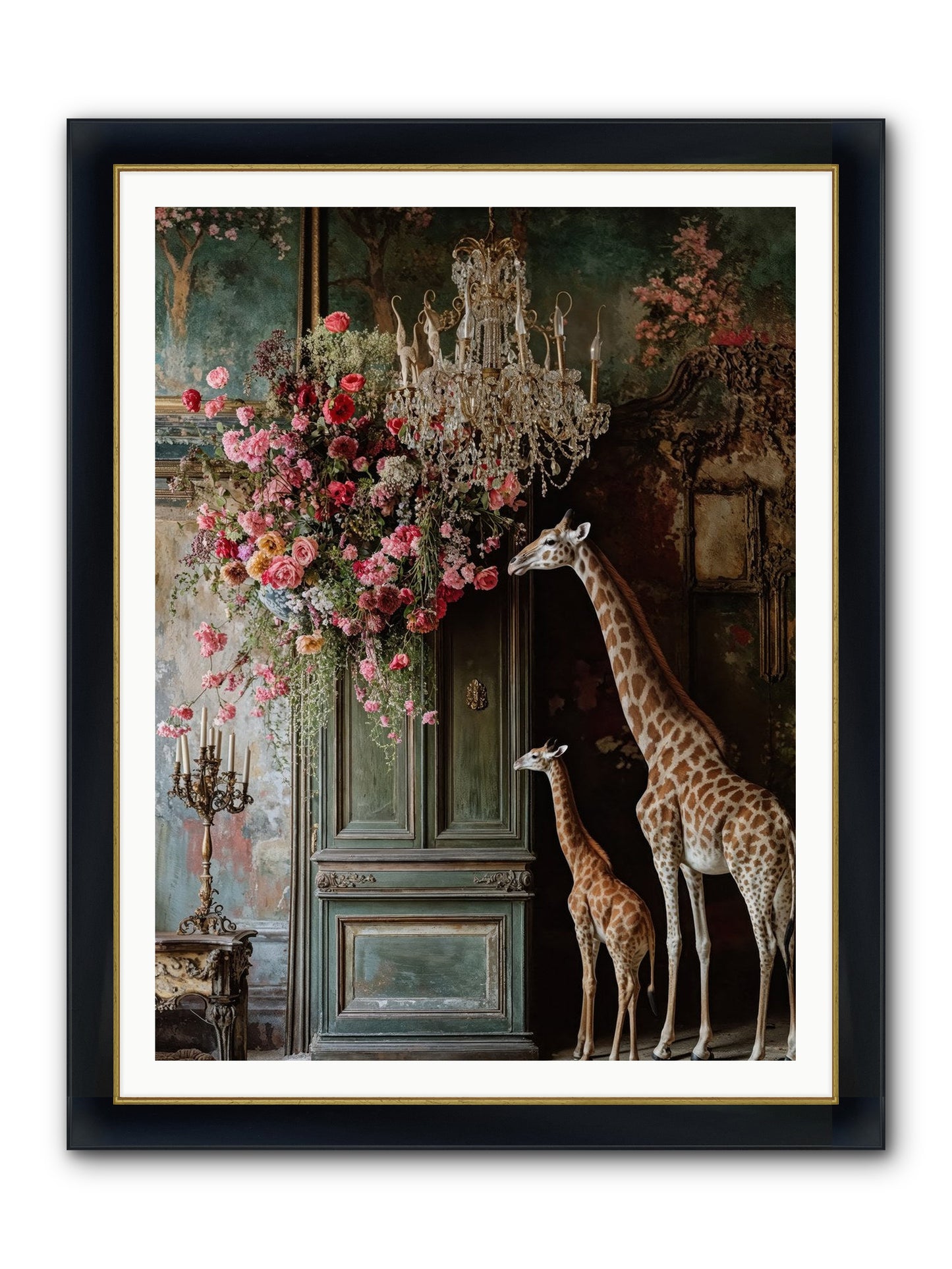 Petal Epicureans Framed Print - Wide Black w/Gold 36x48