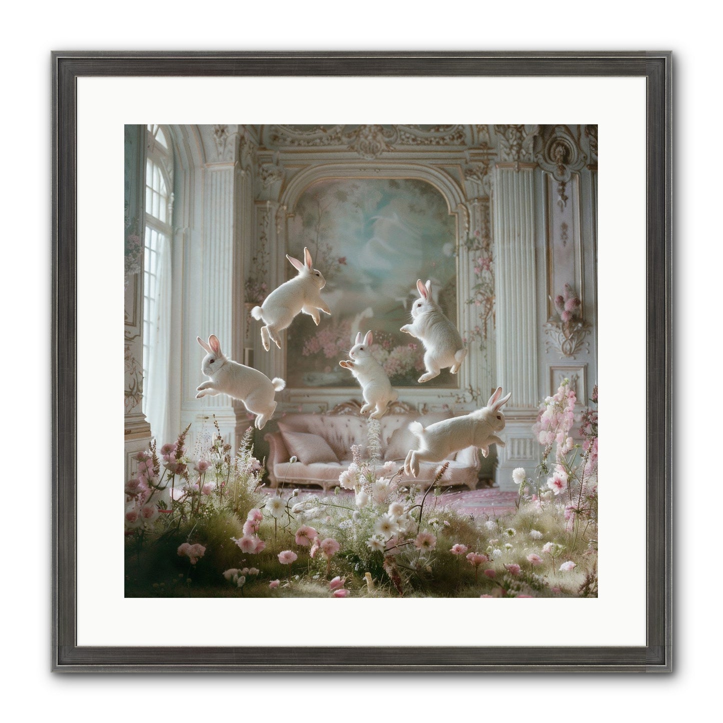 Petal Pirouette Framed Print - Slimwoods Black/Silver 20x20