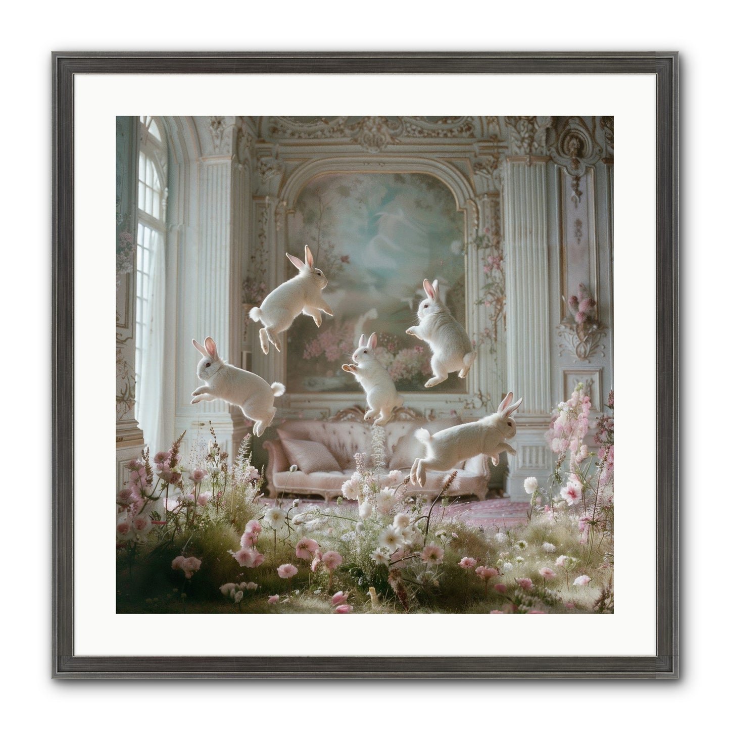 Petal Pirouette Framed Print - Slimwoods Black/Silver 24x24