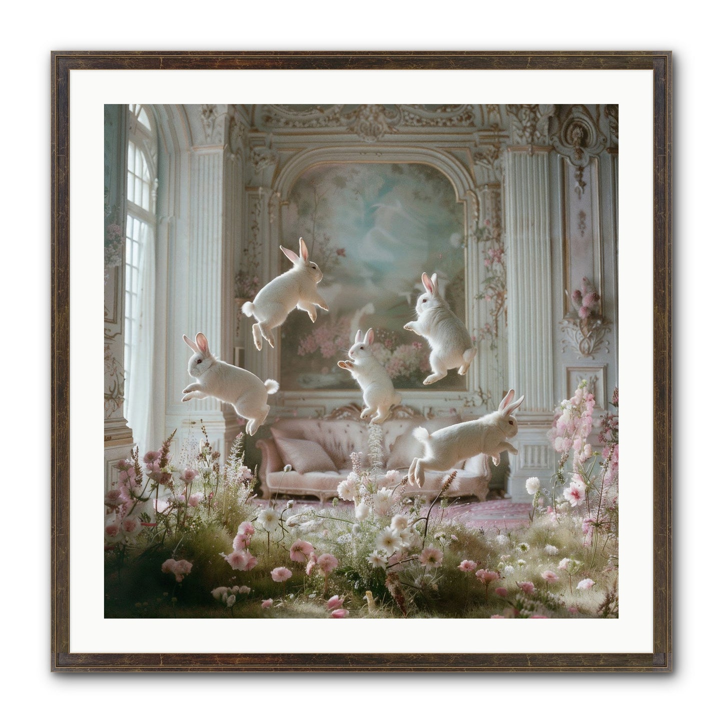 Petal Pirouette Framed Print - Slimwoods Black/Gold 30x30