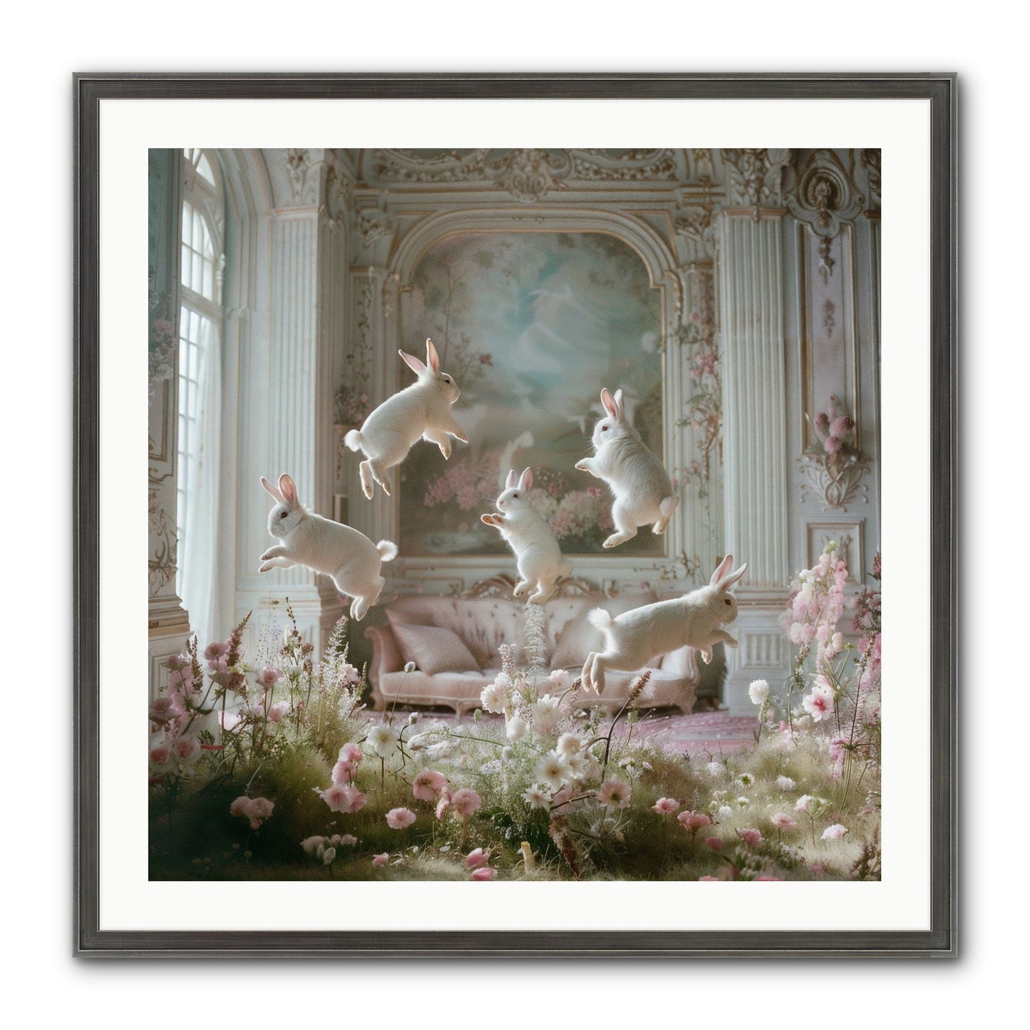 Petal Pirouette Framed Print - Slimwoods Black/Silver 30x30