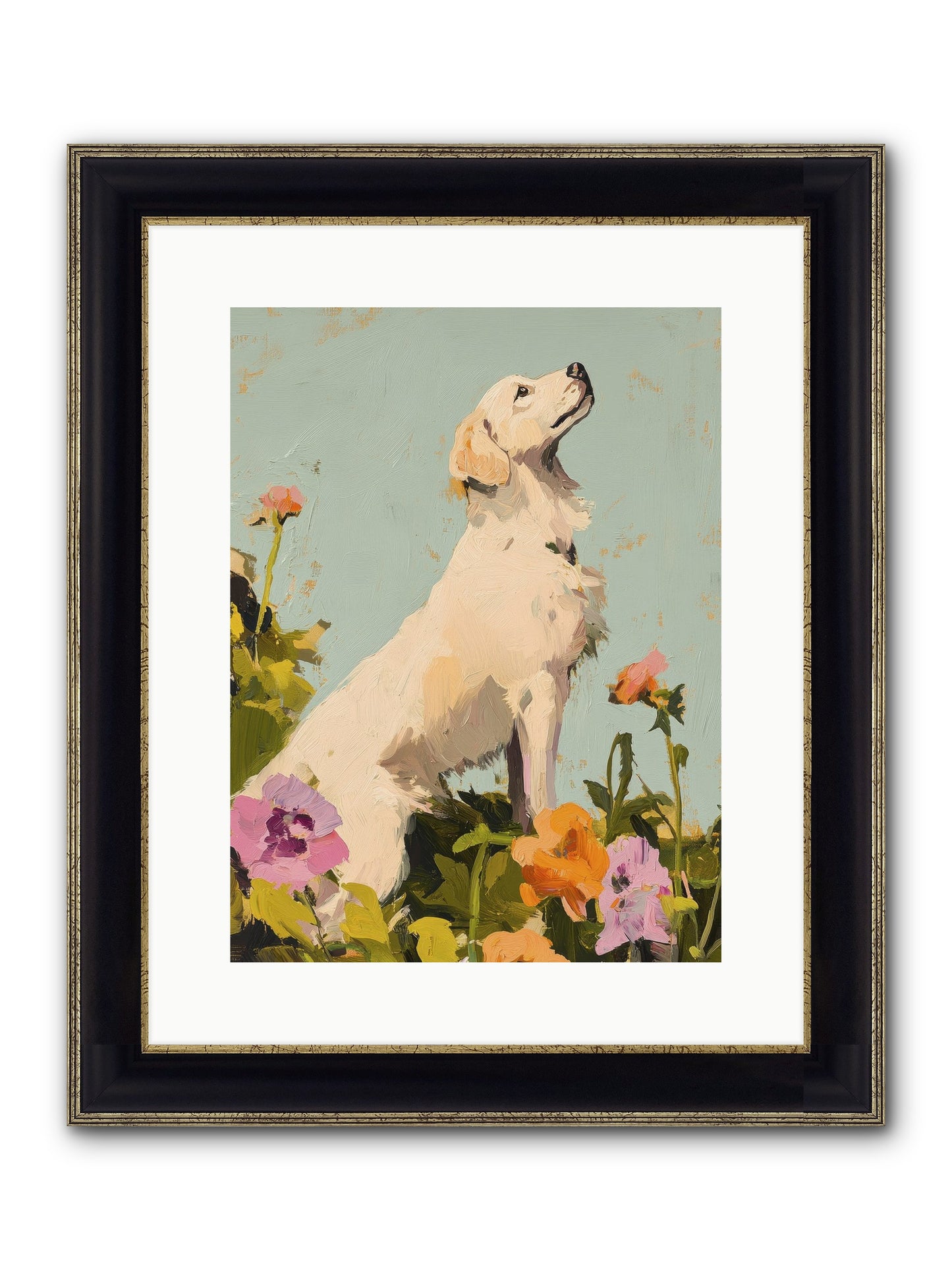 Petal Promenade Framed Print - Black & Gold 12x16