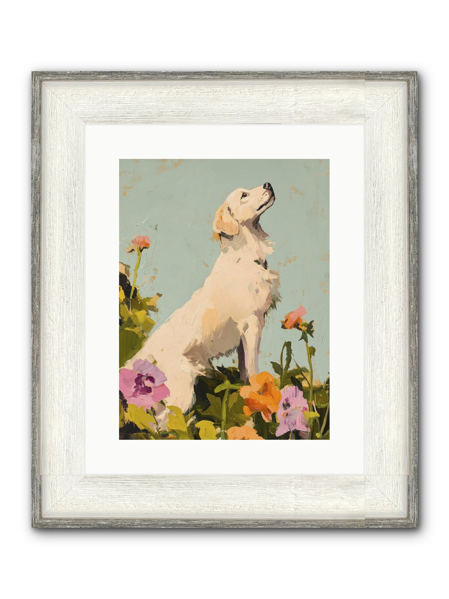Petal Promenade Framed Print - Driftwood White 12x16