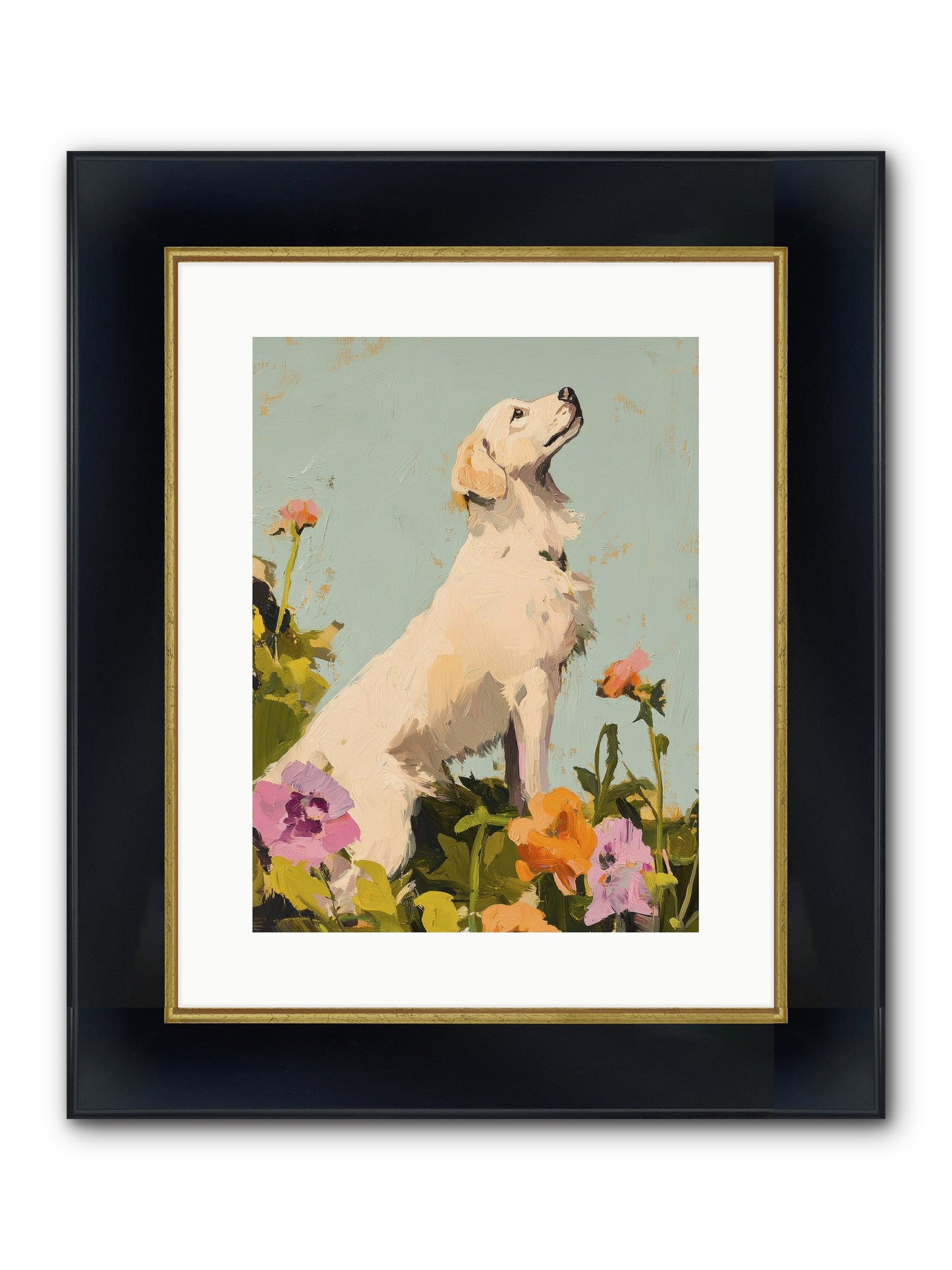 Petal Promenade Framed Print - Wide Black w/Gold 12x16