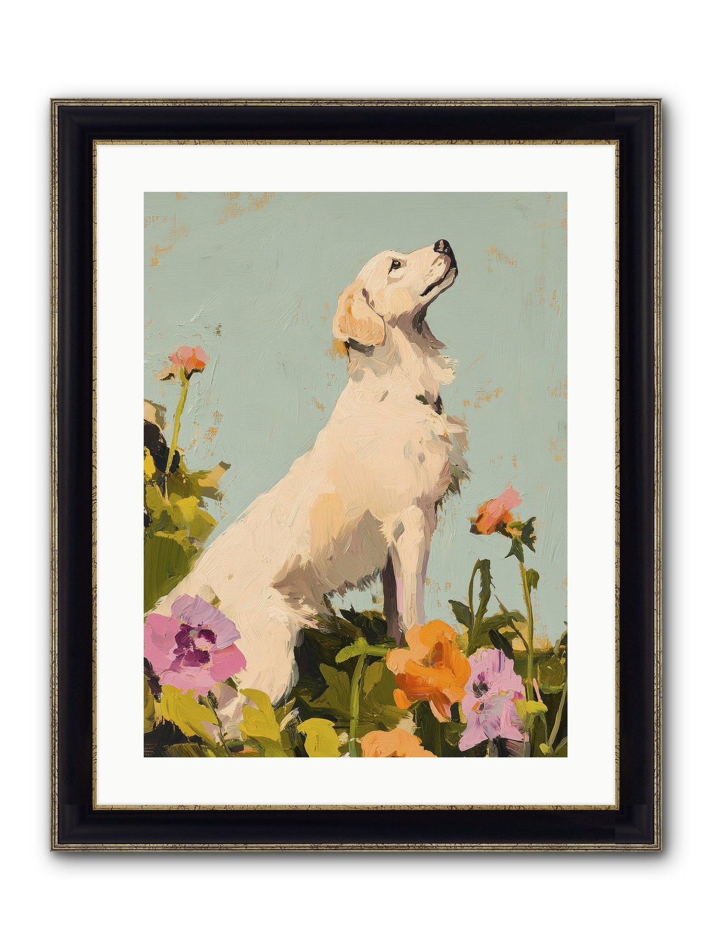 Petal Promenade Framed Print - Black & Gold 18x24