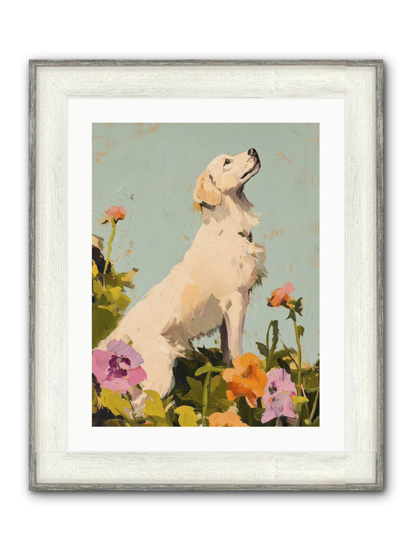 Petal Promenade Framed Print - Driftwood White 18x24