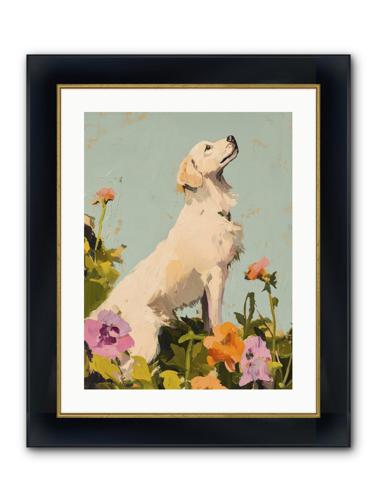 Petal Promenade Framed Print - Wide Black w/Gold 18x24