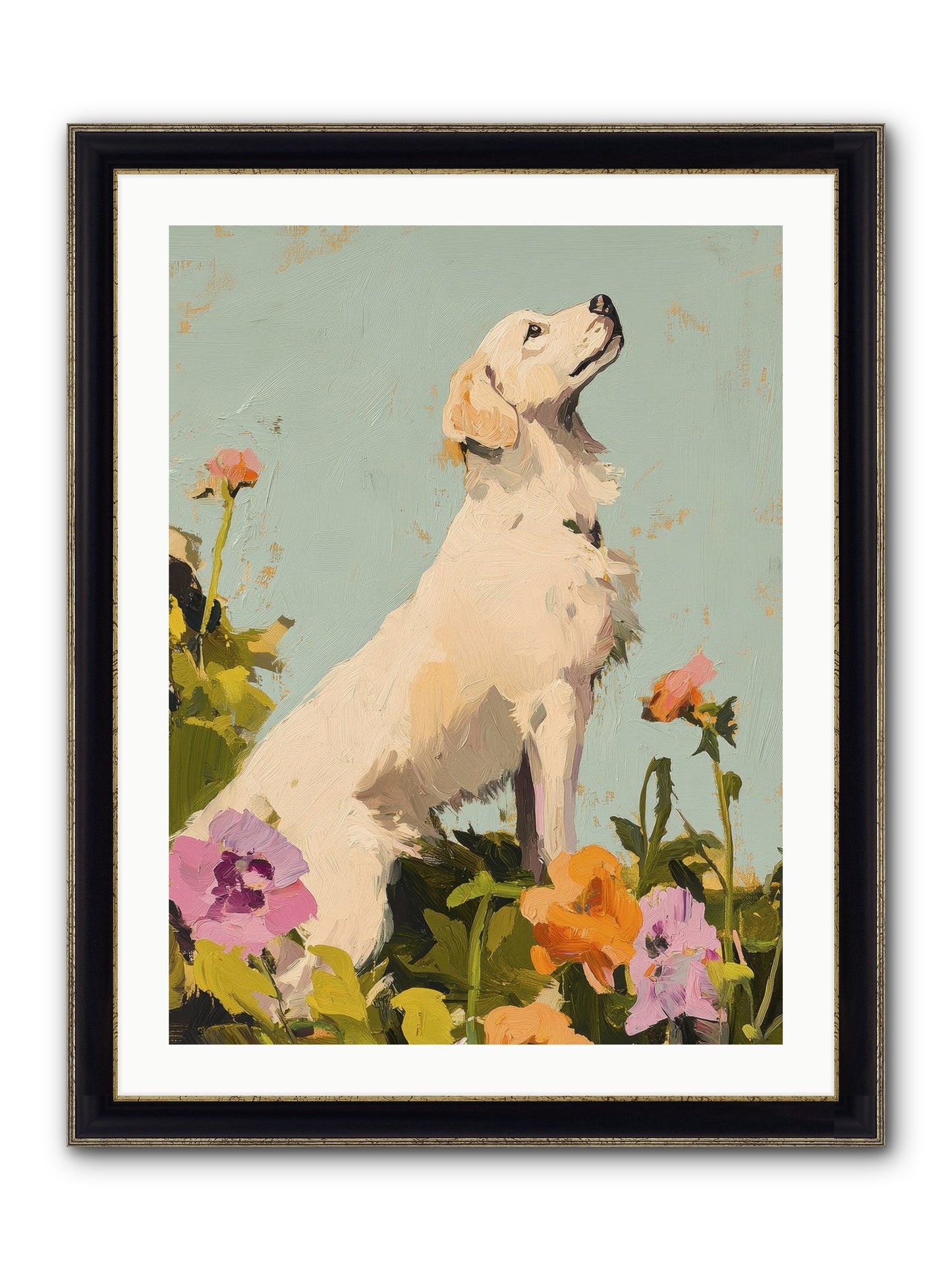 Petal Promenade Framed Print - Black & Gold 24x32