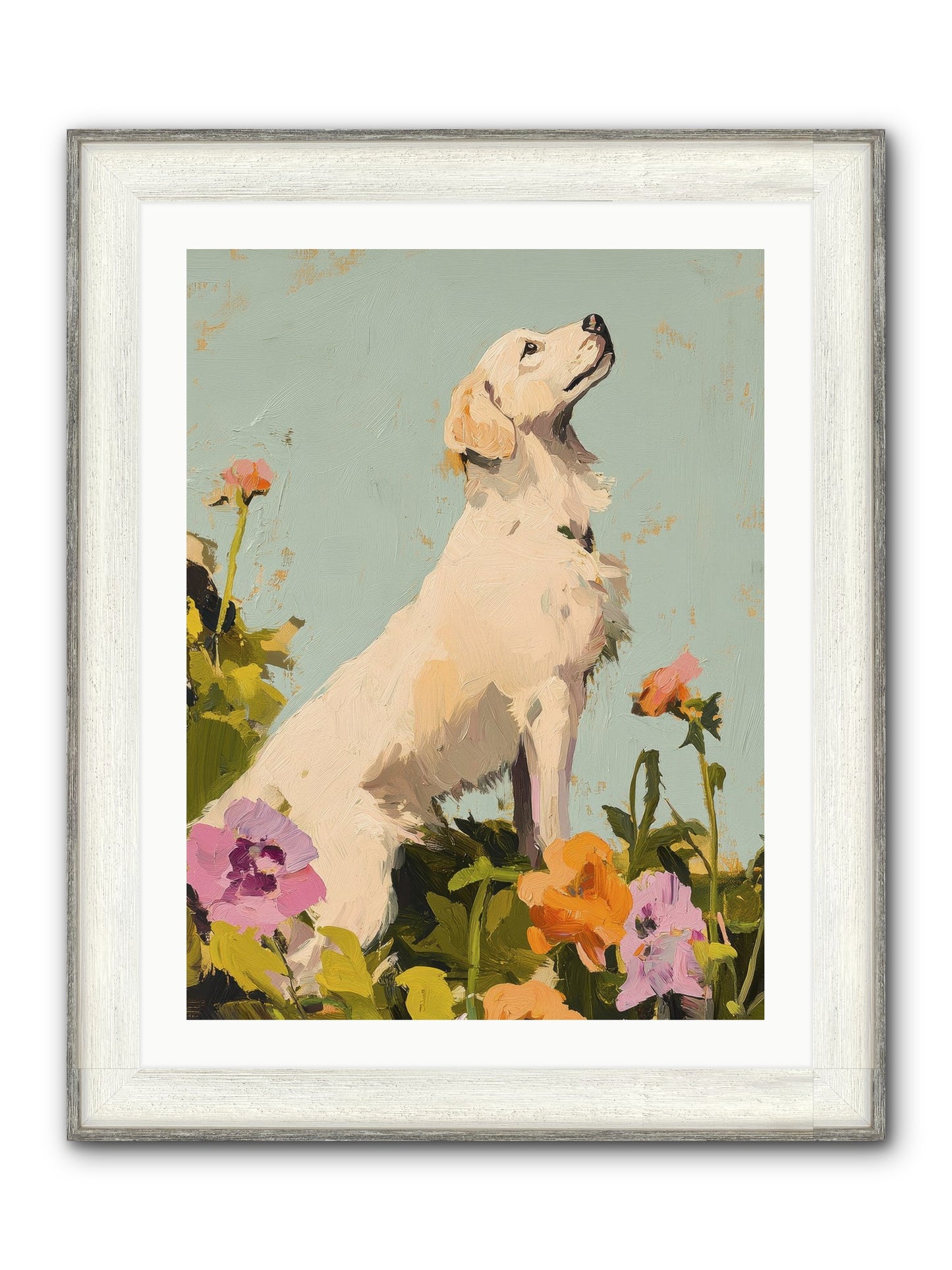 Petal Promenade Framed Print - Driftwood White 24x32