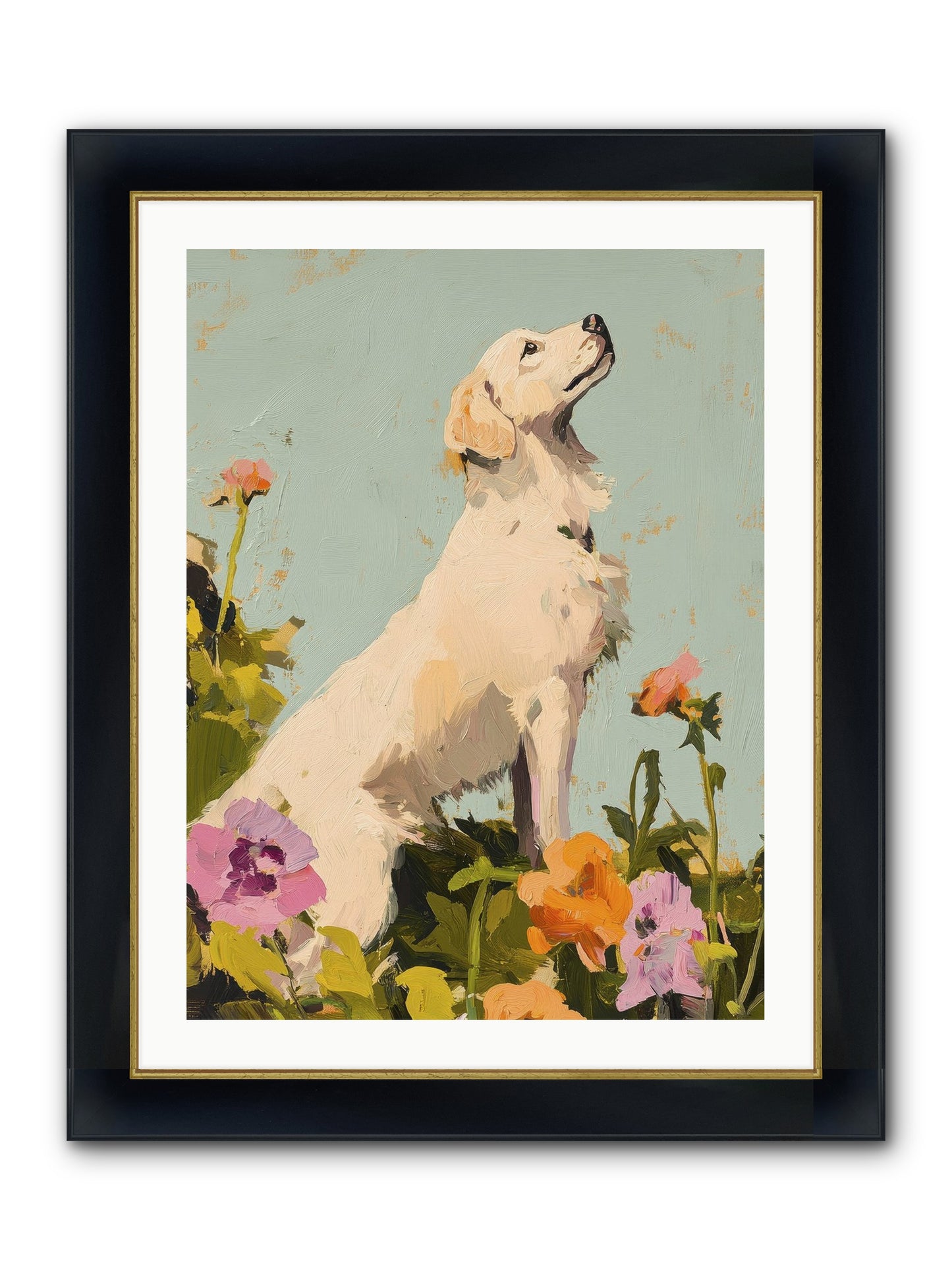 Petal Promenade Framed Print - Wide Black w/Gold 24x32