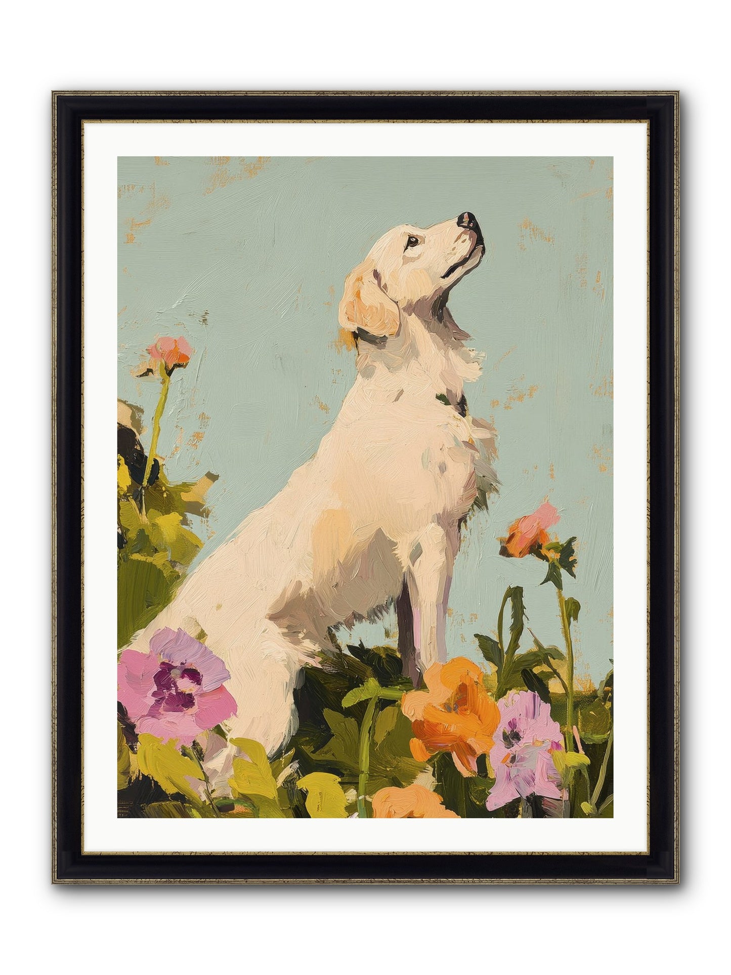 Petal Promenade Framed Print - Black & Gold 30x40