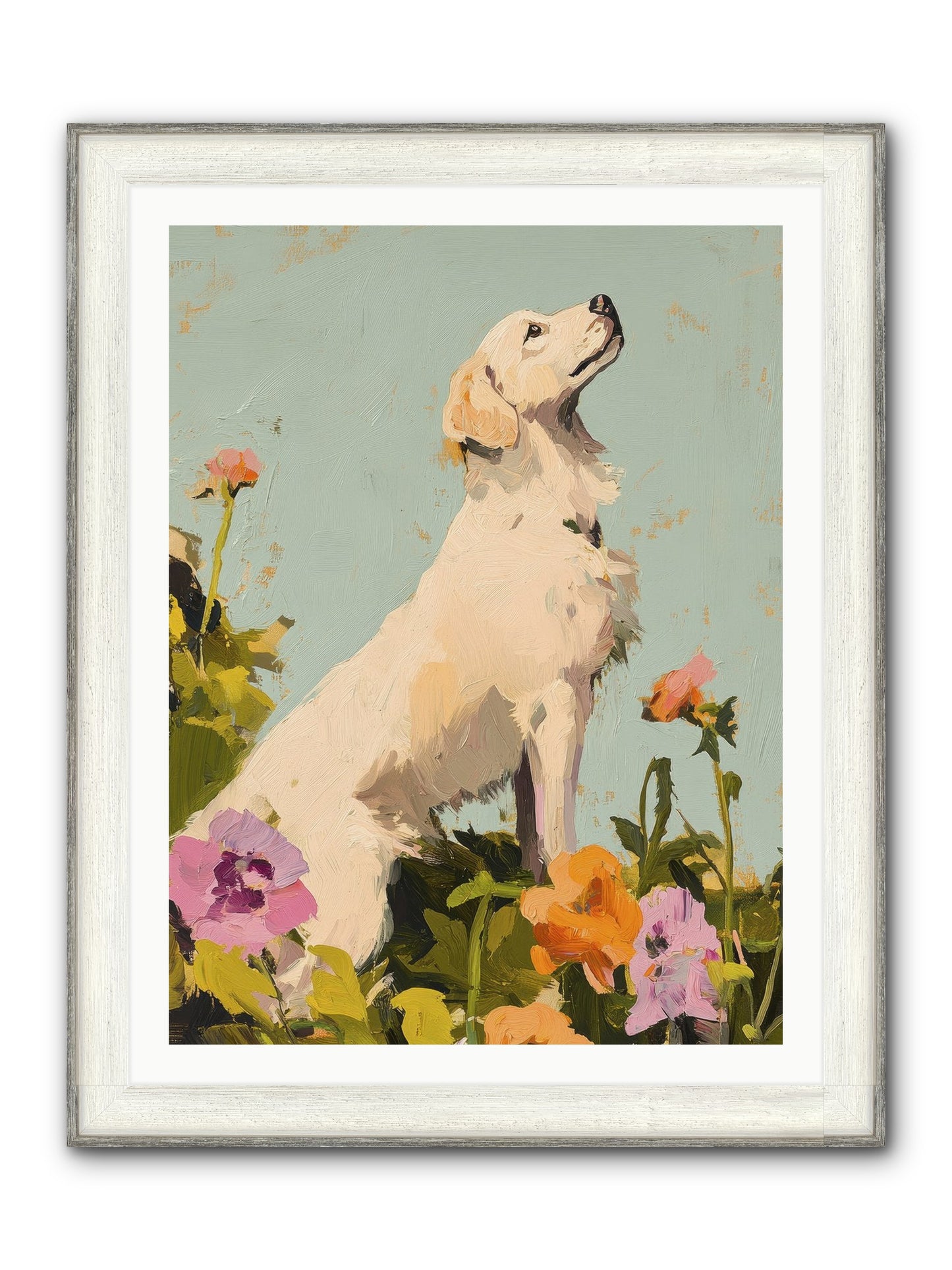 Petal Promenade Framed Print - Driftwood White 30x40