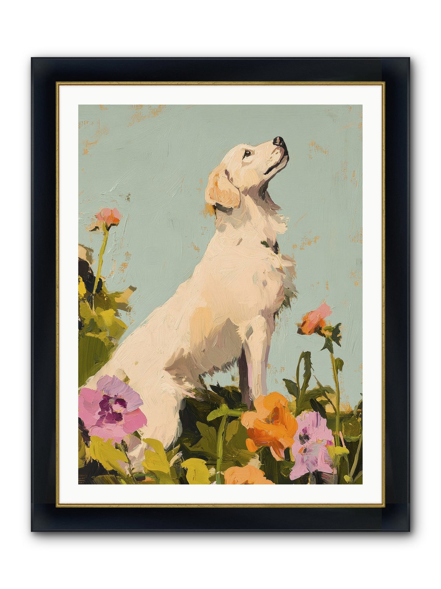 Petal Promenade Framed Print - Wide Black w/Gold 30x40