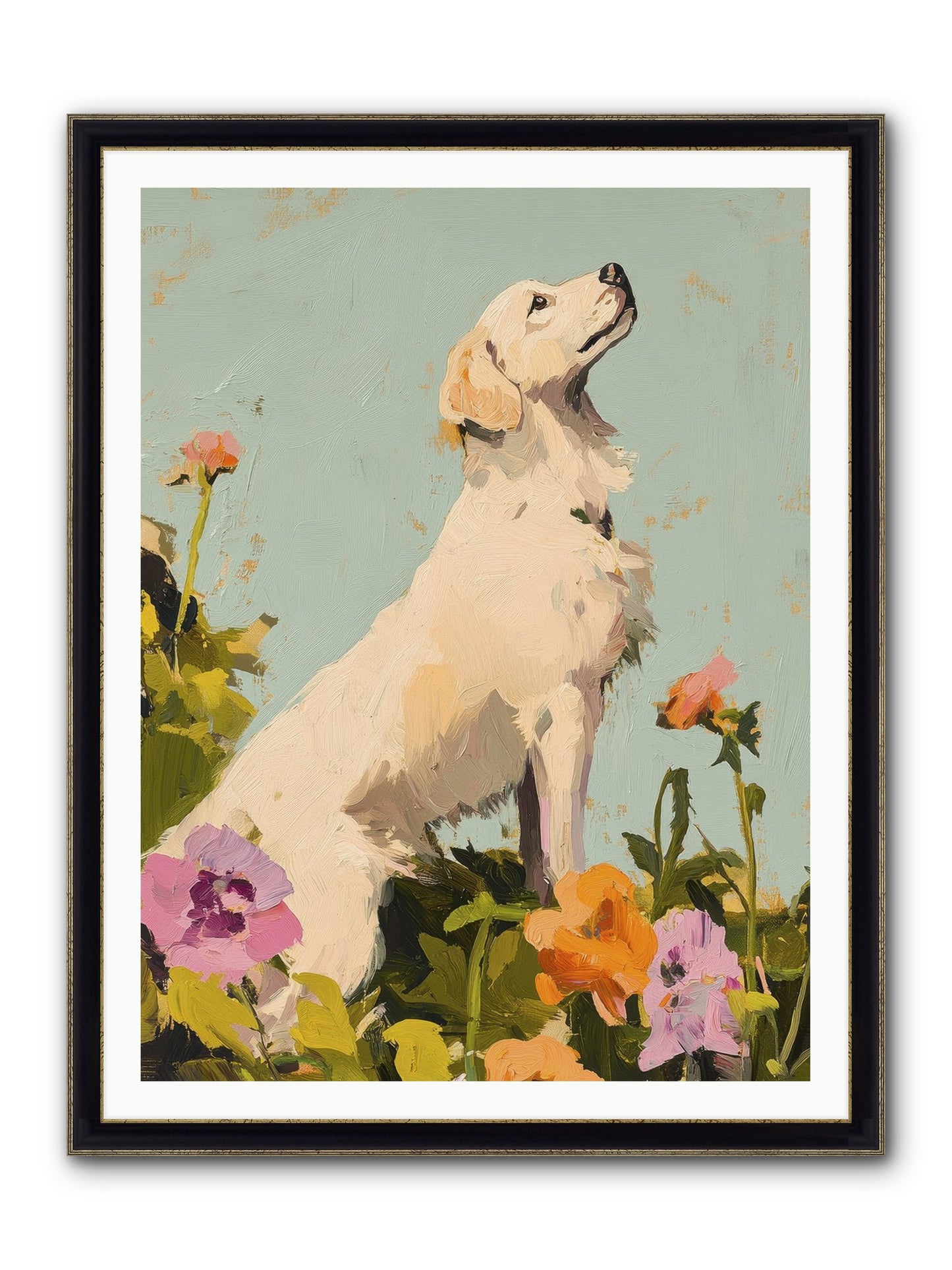 Petal Promenade Framed Print - Black & Gold 36x48