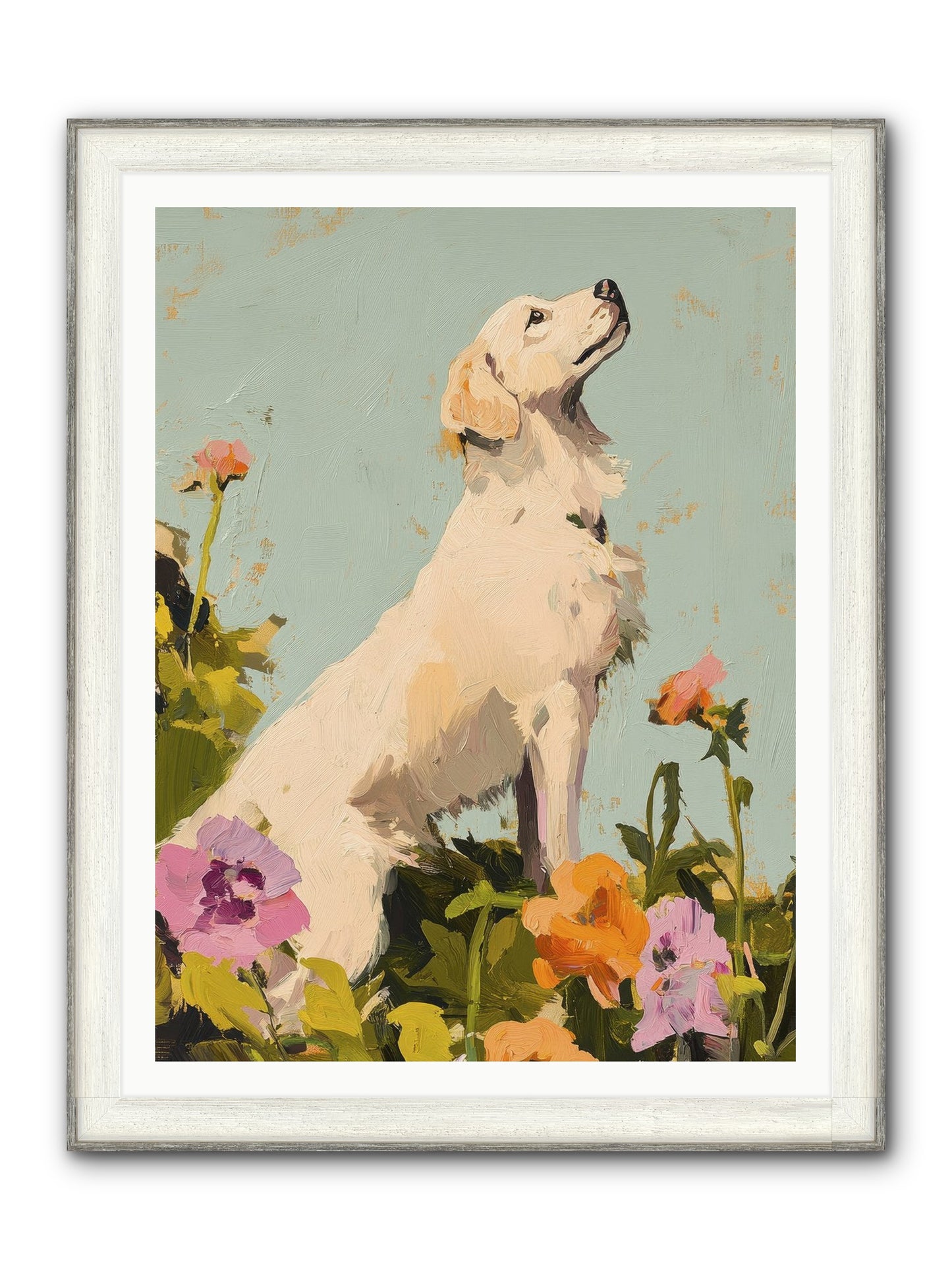Petal Promenade Framed Print - Driftwood White 36x48
