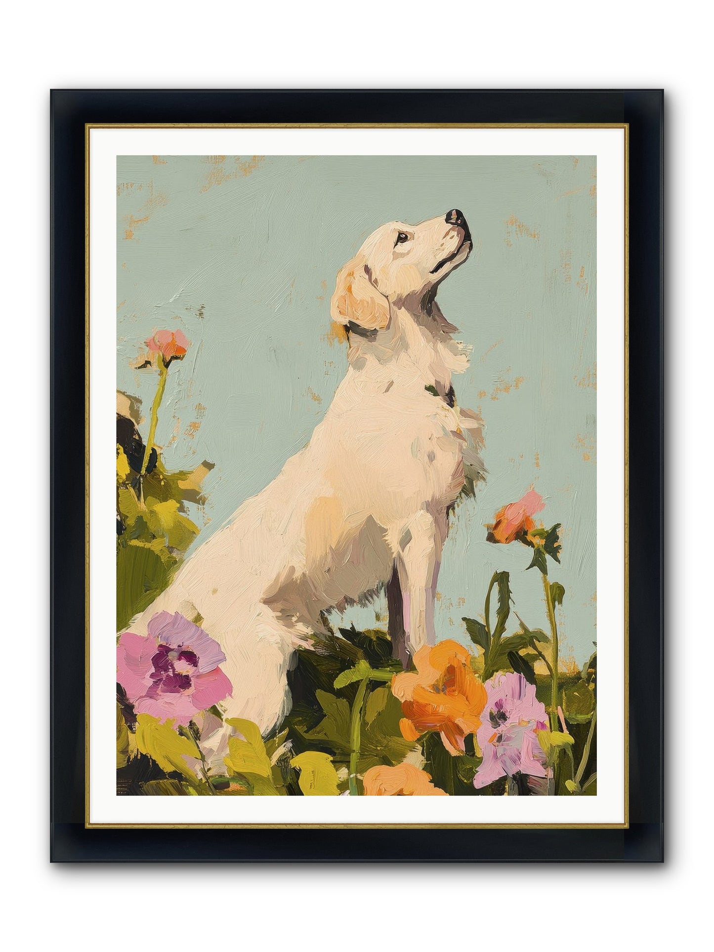 Petal Promenade Framed Print - Wide Black w/Gold 36x48