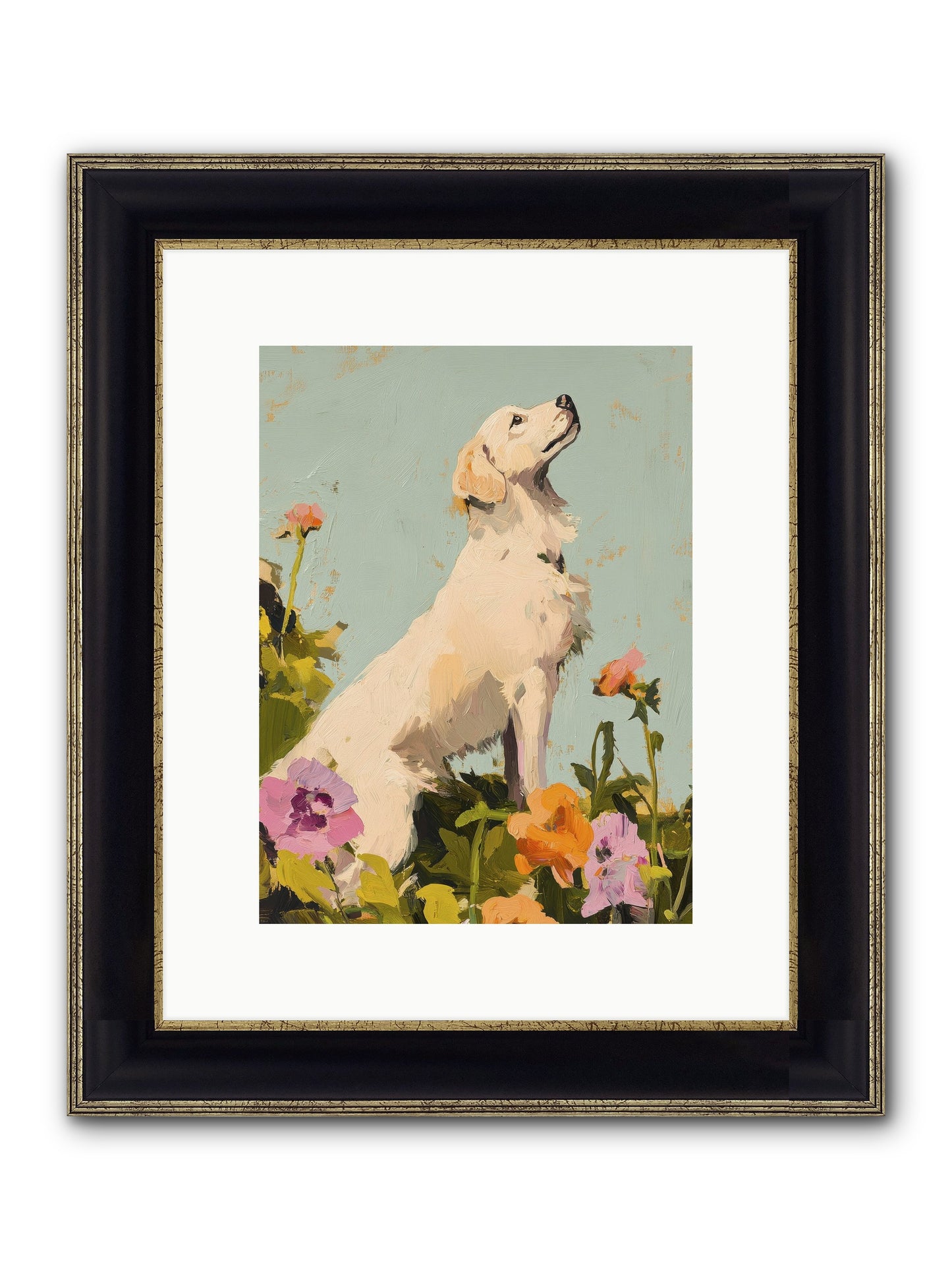 Petal Promenade Framed Print - Black & Gold 9x12