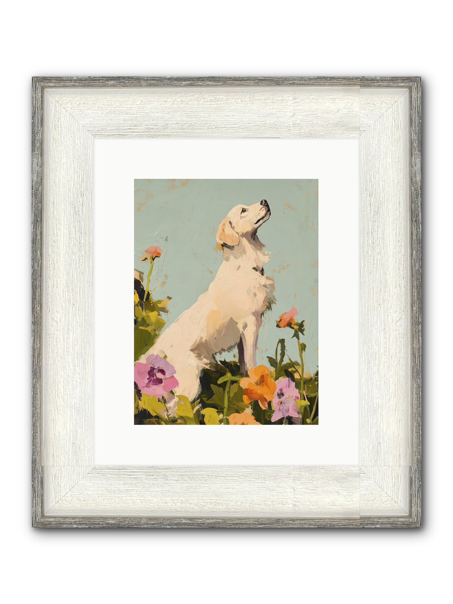 Petal Promenade Framed Print - Driftwood White 9x12