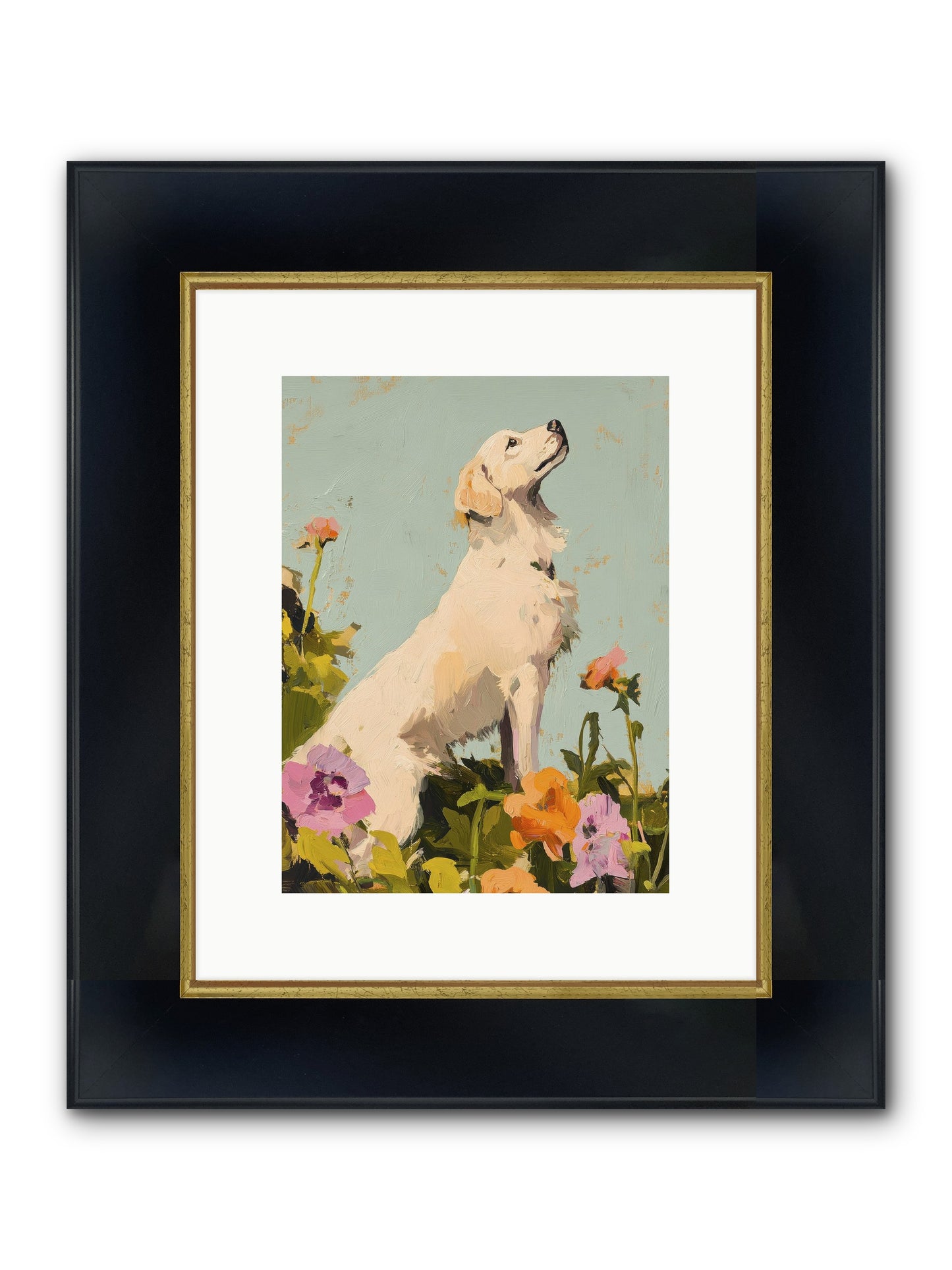 Petal Promenade Framed Print - Wide Black w/Gold 9x12