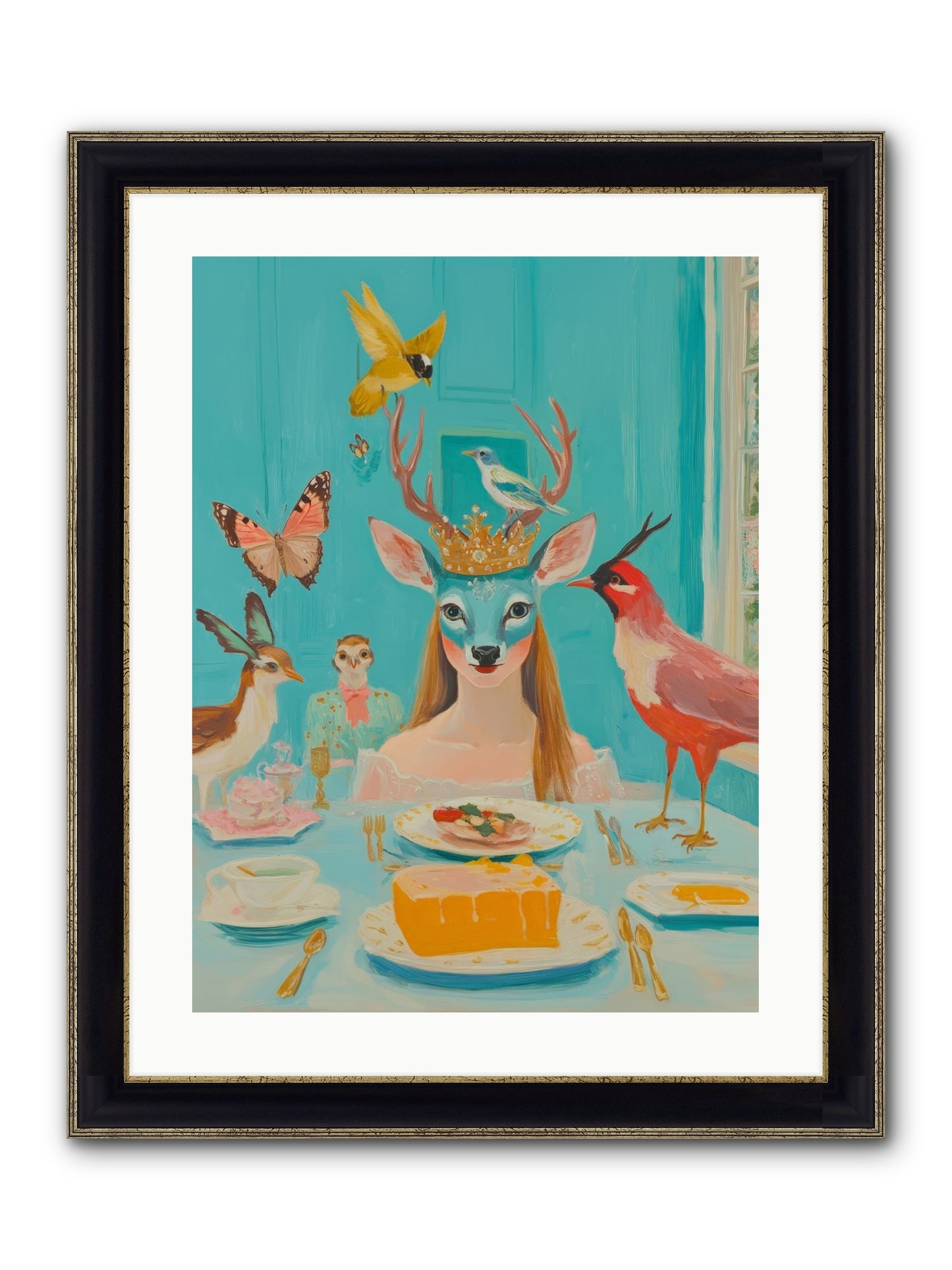 Petal Watch Magic Framed Print - Black & Gold 18x24