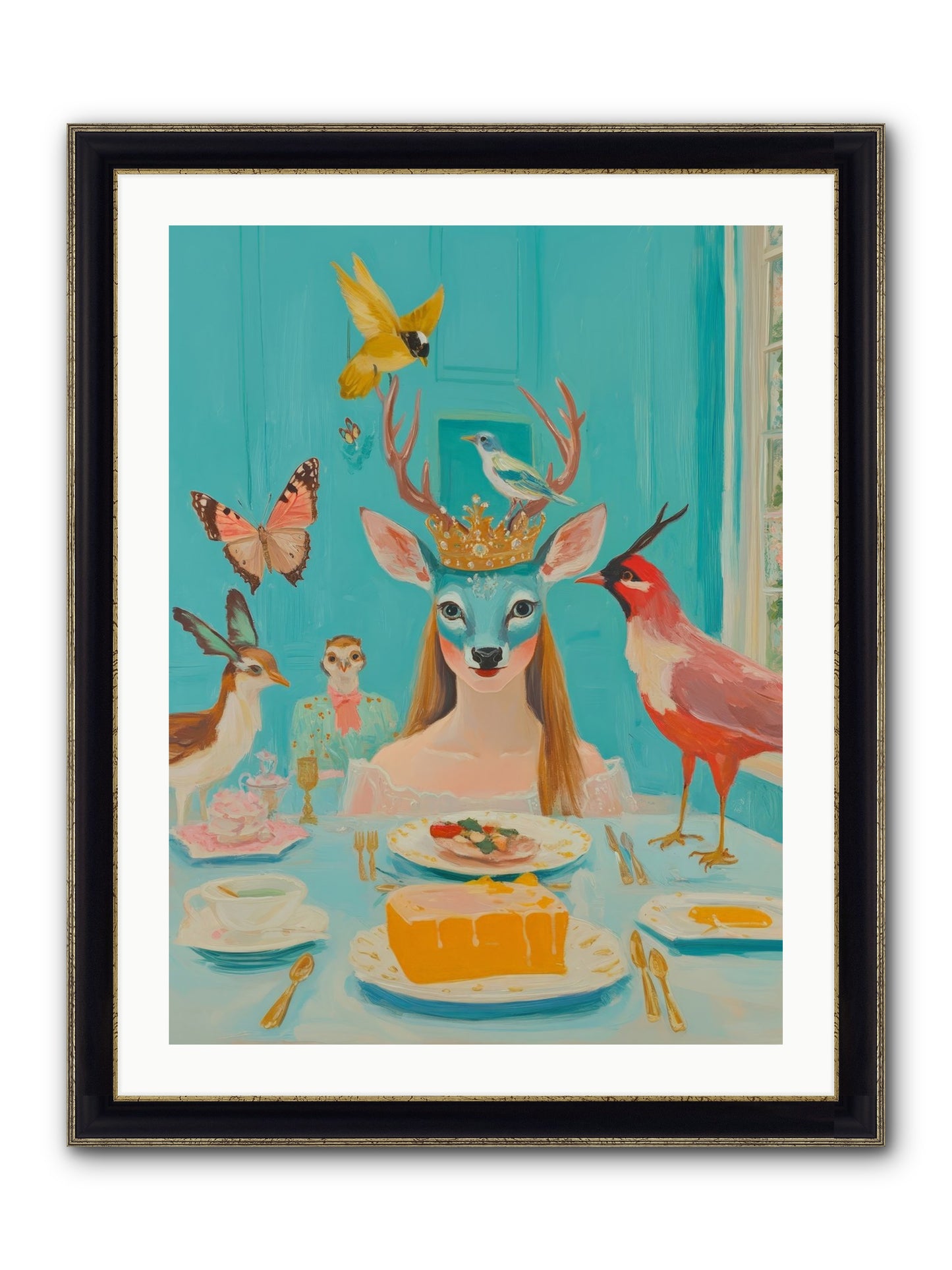 Petal Watch Magic Framed Print - Black & Gold 24x32