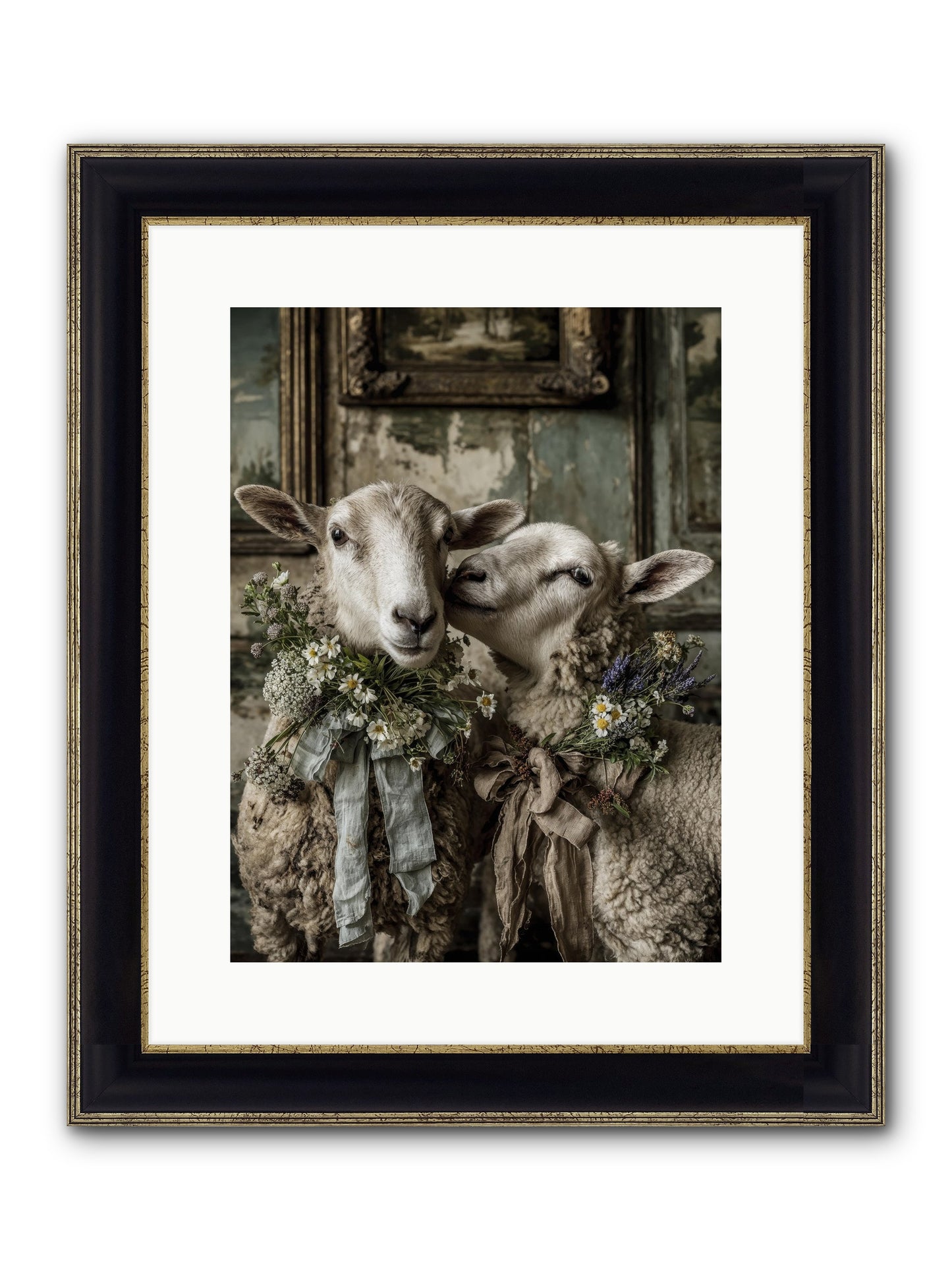 Petaled Framed Print - Black & Gold 12x16
