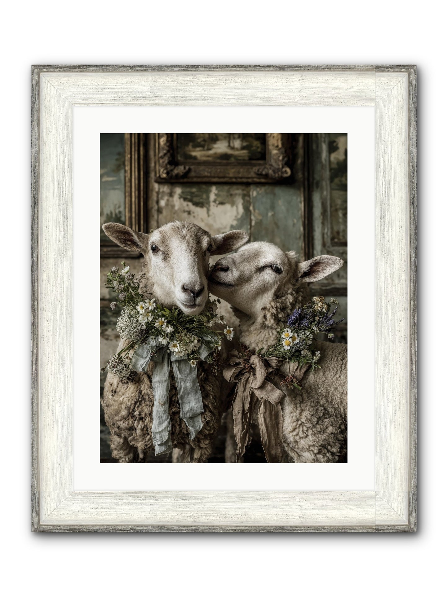 Petaled Framed Print - Driftwood White 18x24