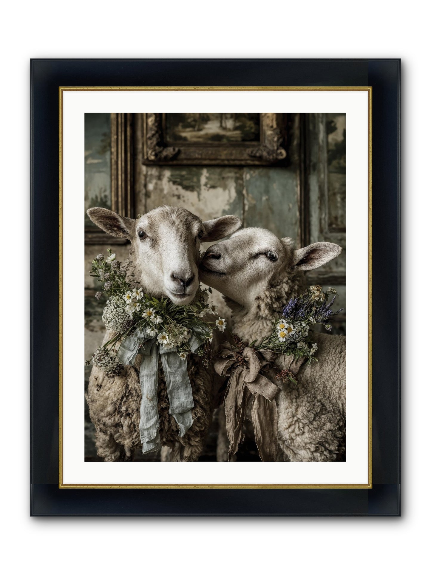 Petaled Framed Print - Wide Black w/Gold 24x32