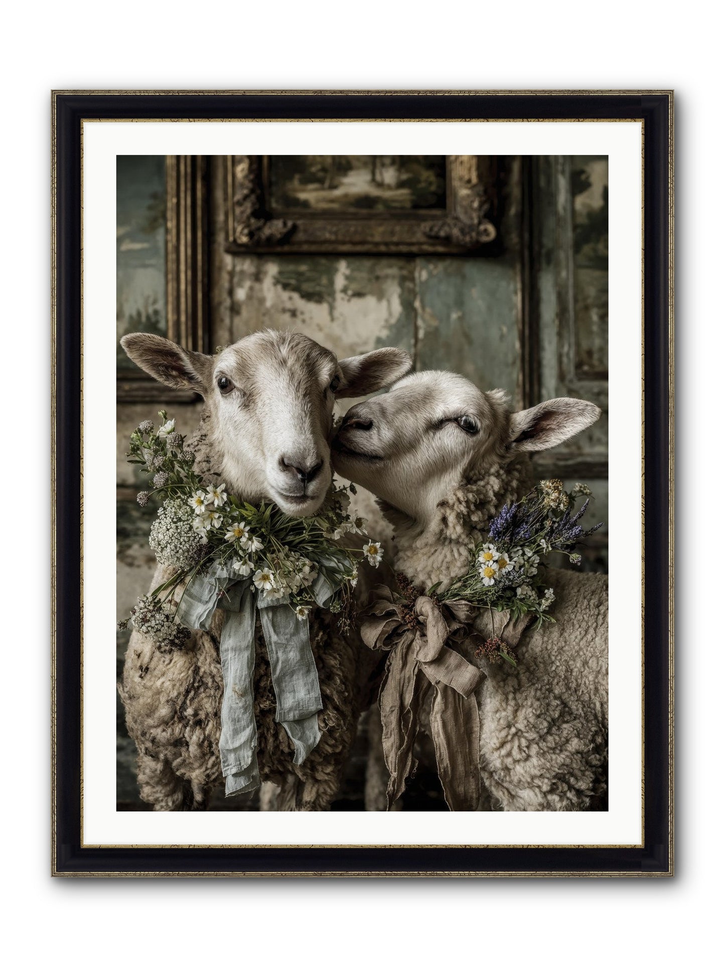 Petaled Framed Print - Black & Gold 30x40