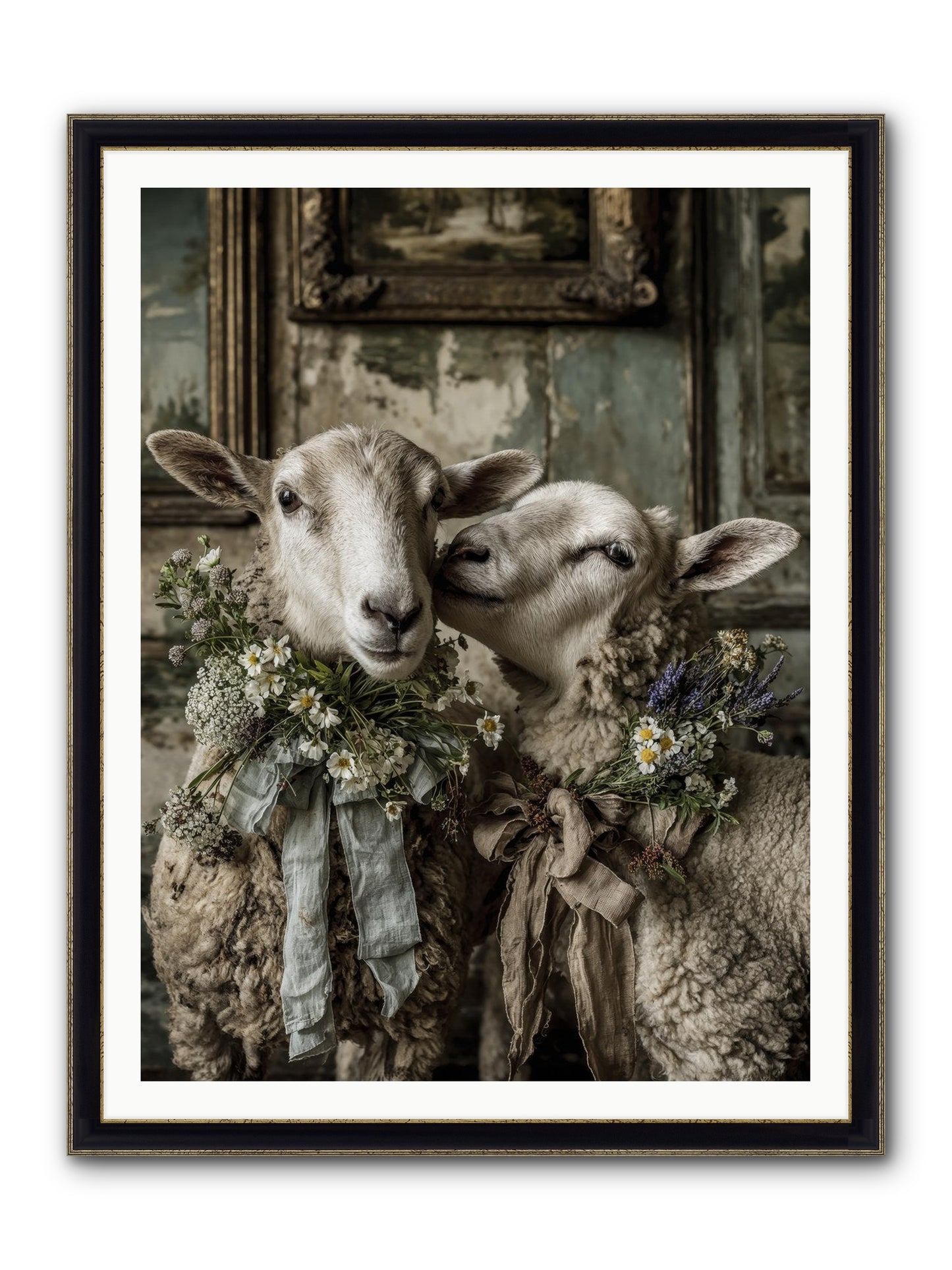 Petaled Framed Print - Black & Gold 36x48