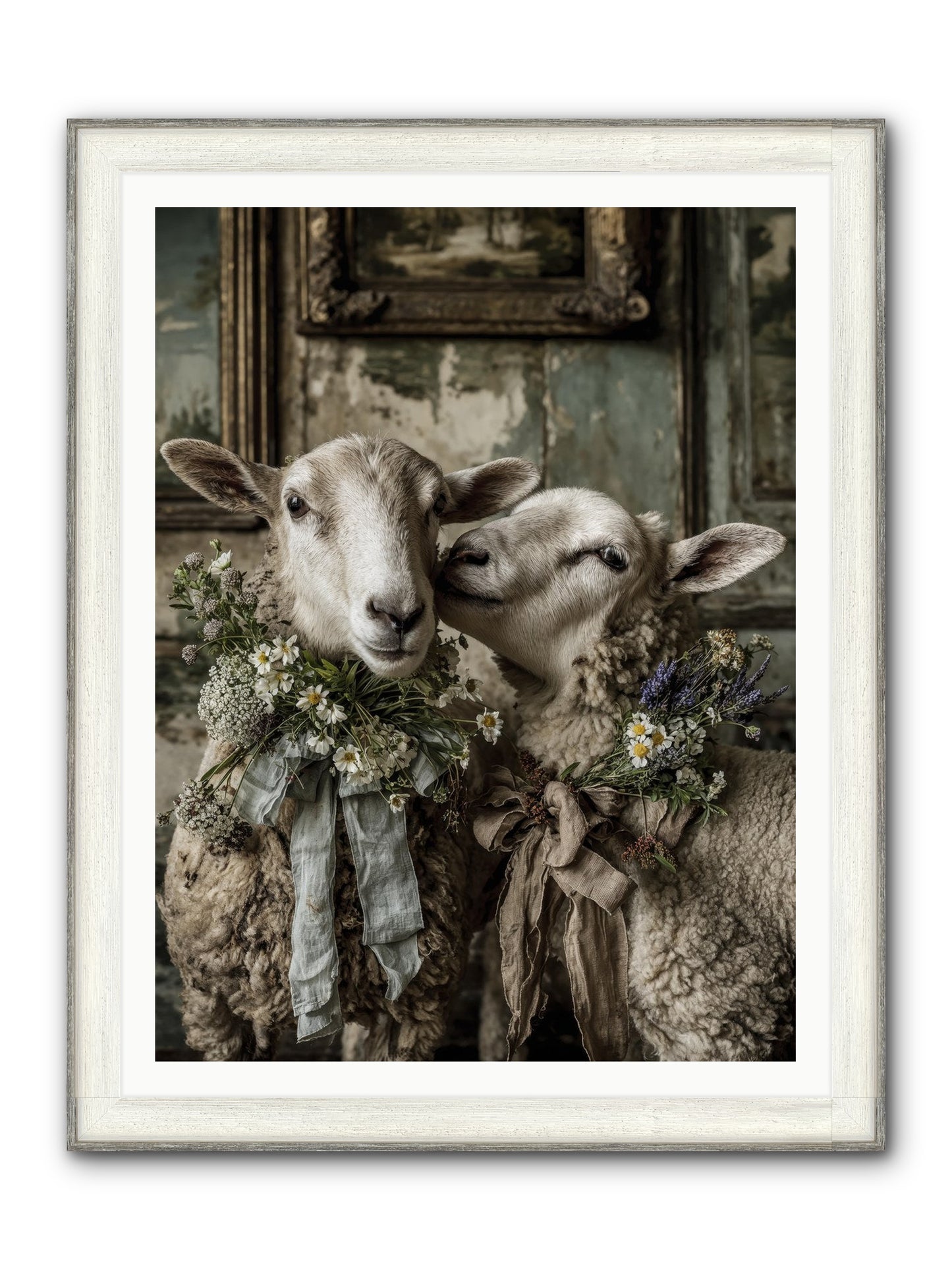 Petaled Framed Print - Driftwood White 36x48