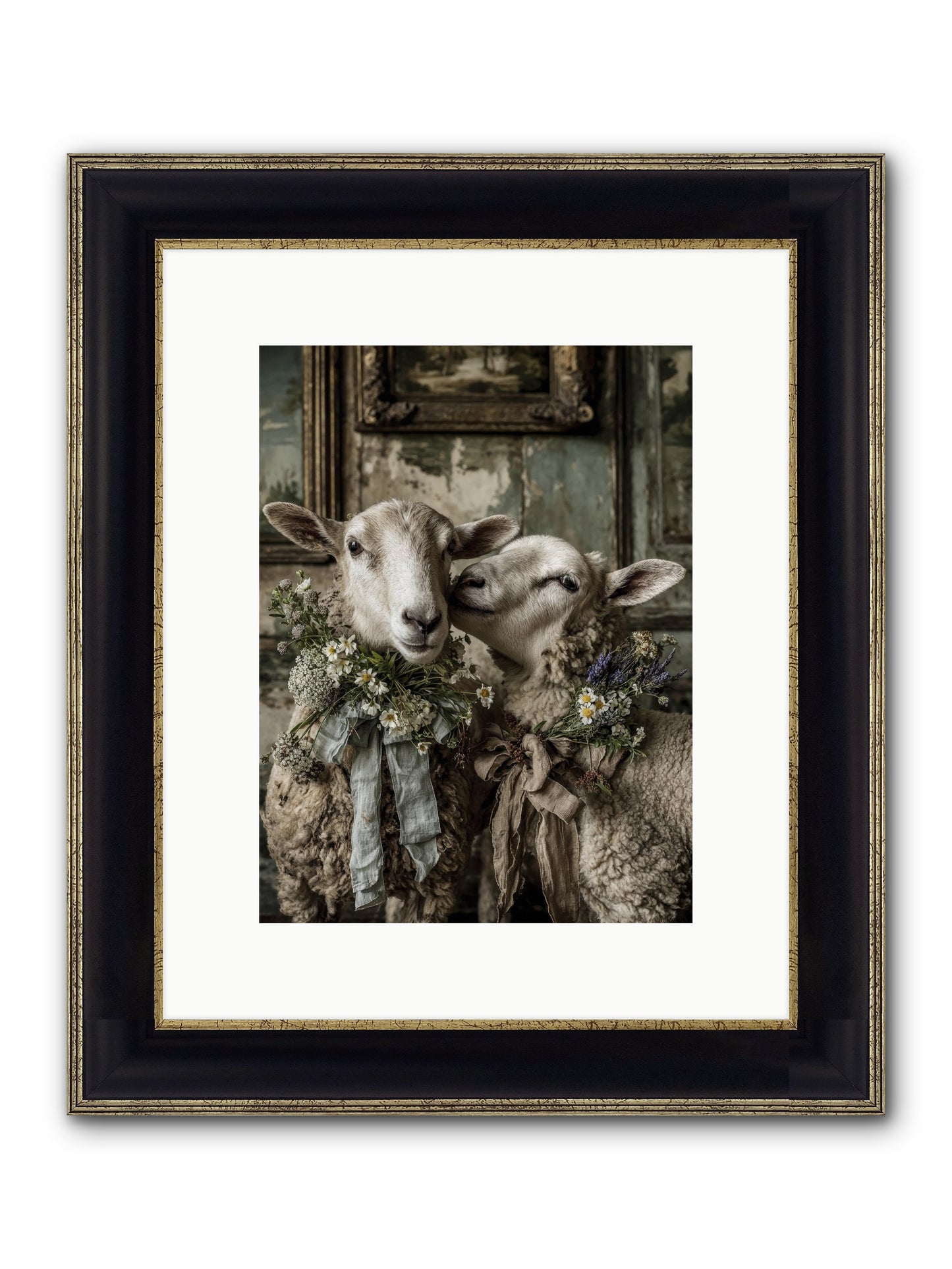 Petaled Framed Print - Black & Gold 9x12