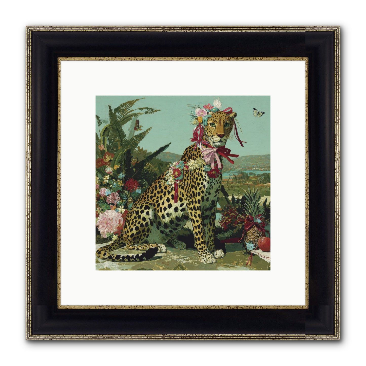 Petals Falling In Silence Framed Print - Black & Gold 10x10
