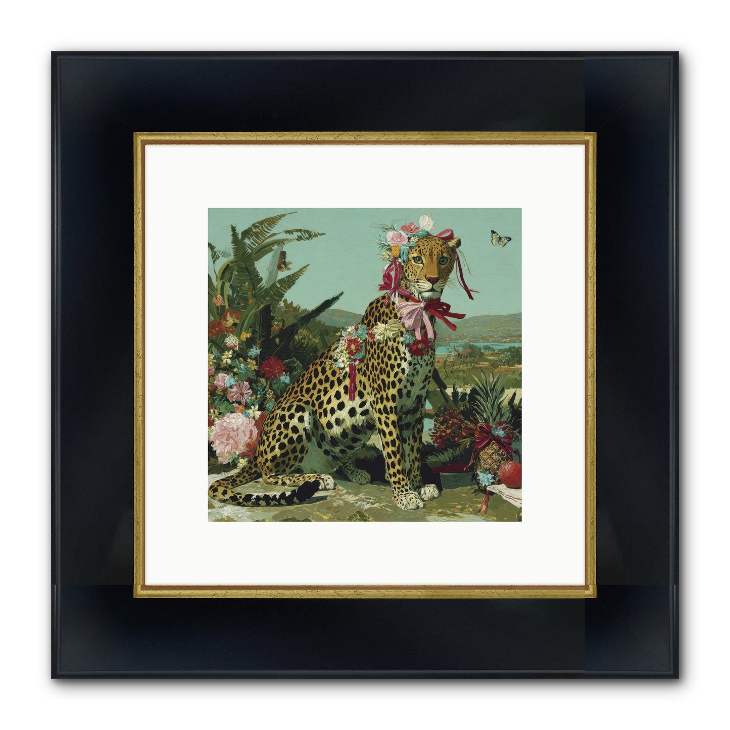 Petals Falling In Silence Framed Print - Wide Black w/Gold 10x10
